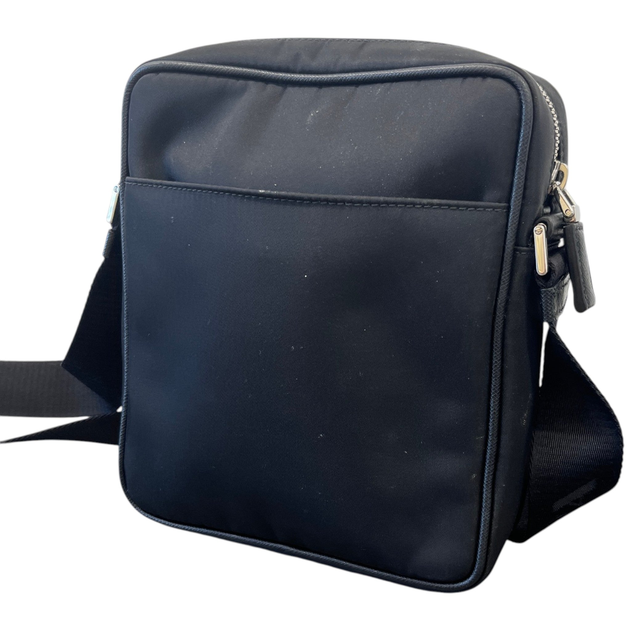 Men's Plaque Logo Messenger Bag Black