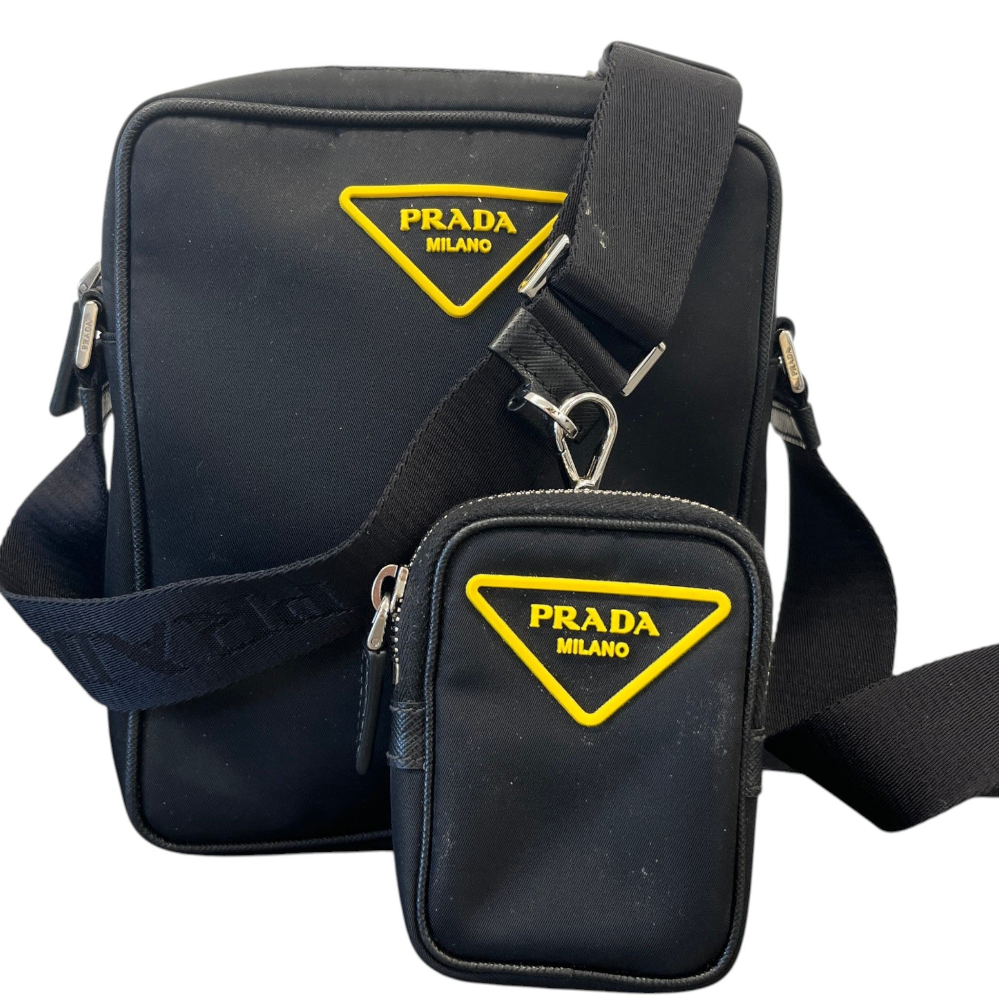 Men's Plaque Logo Messenger Bag Black