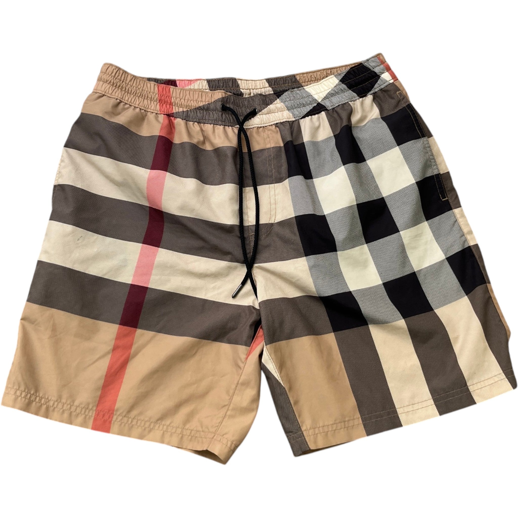 Men's Checkered Swim Shorts Beige Size M