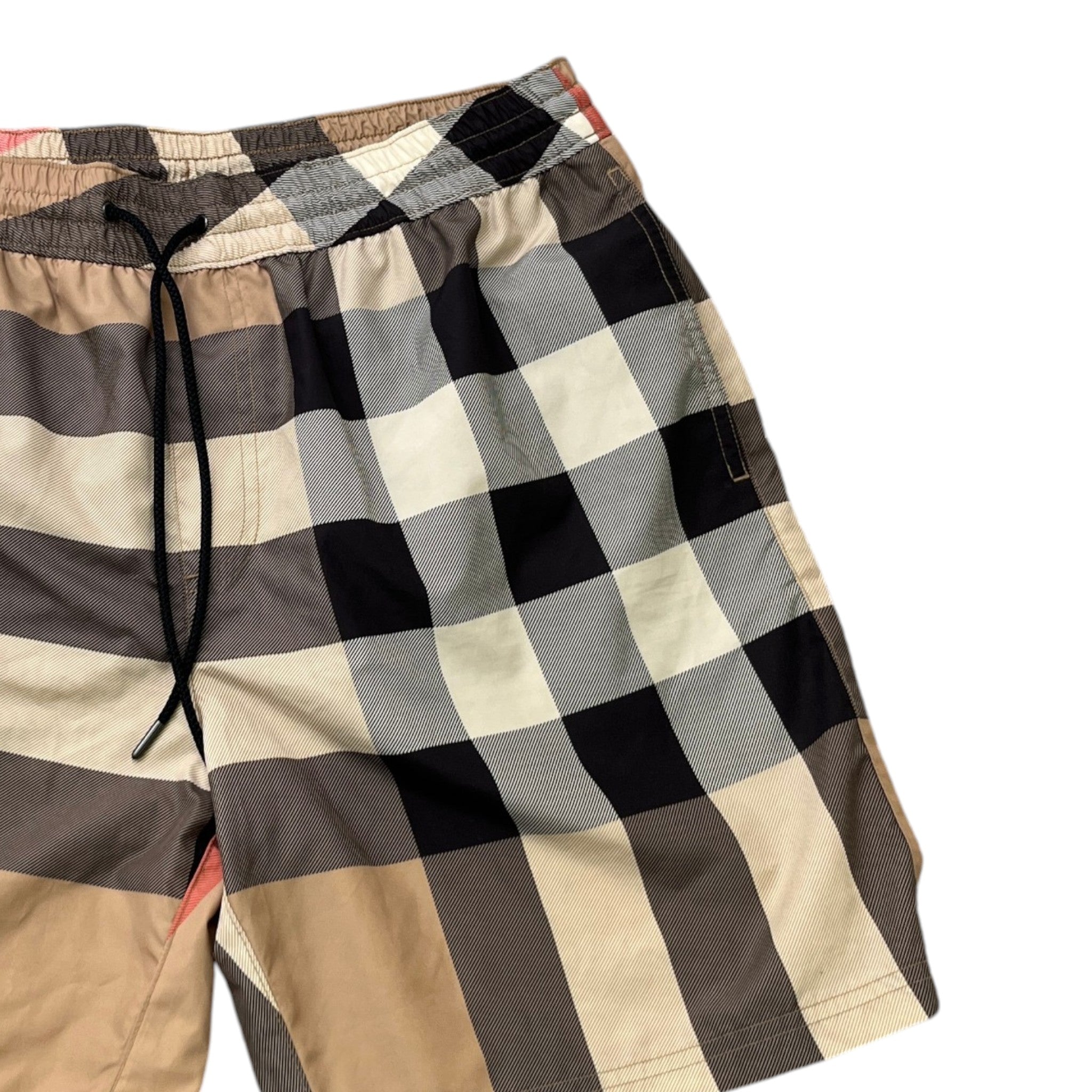 Men's Checkered Swim Shorts Beige Size M