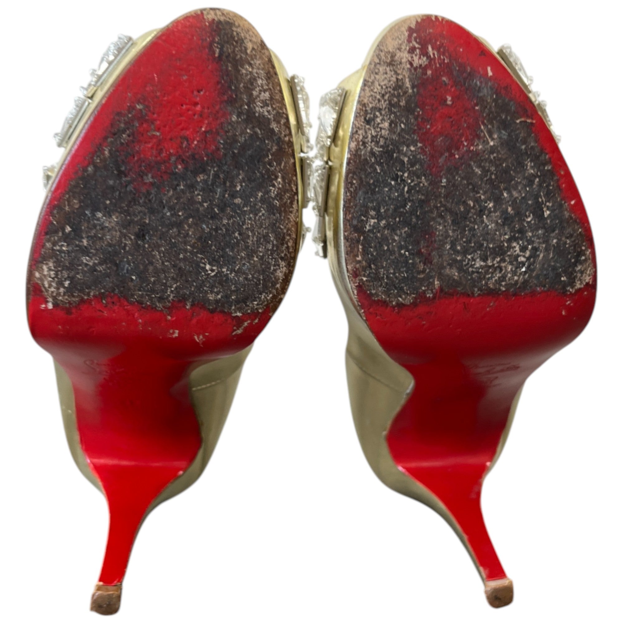 Women's Crystal Embellished Heels Gold Size EU 38 / UK 5