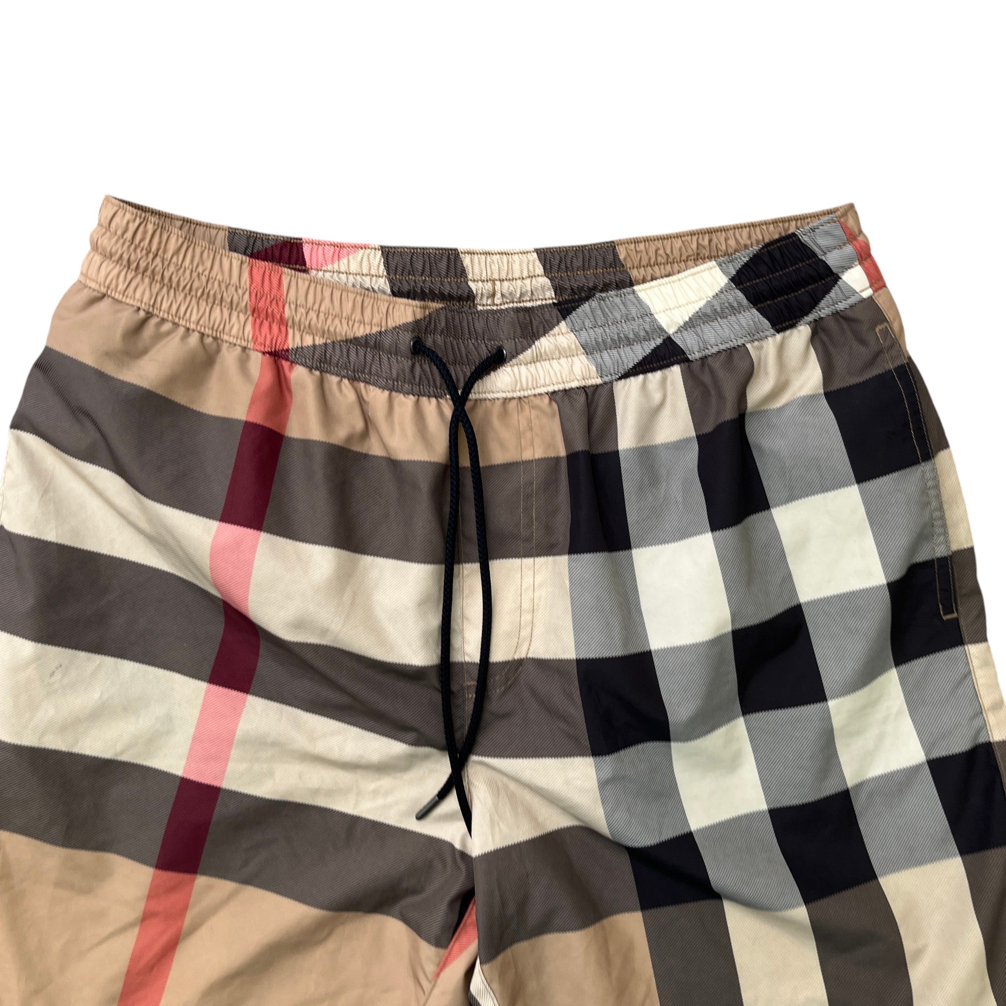 Men's Checkered Swim Shorts Beige Size M