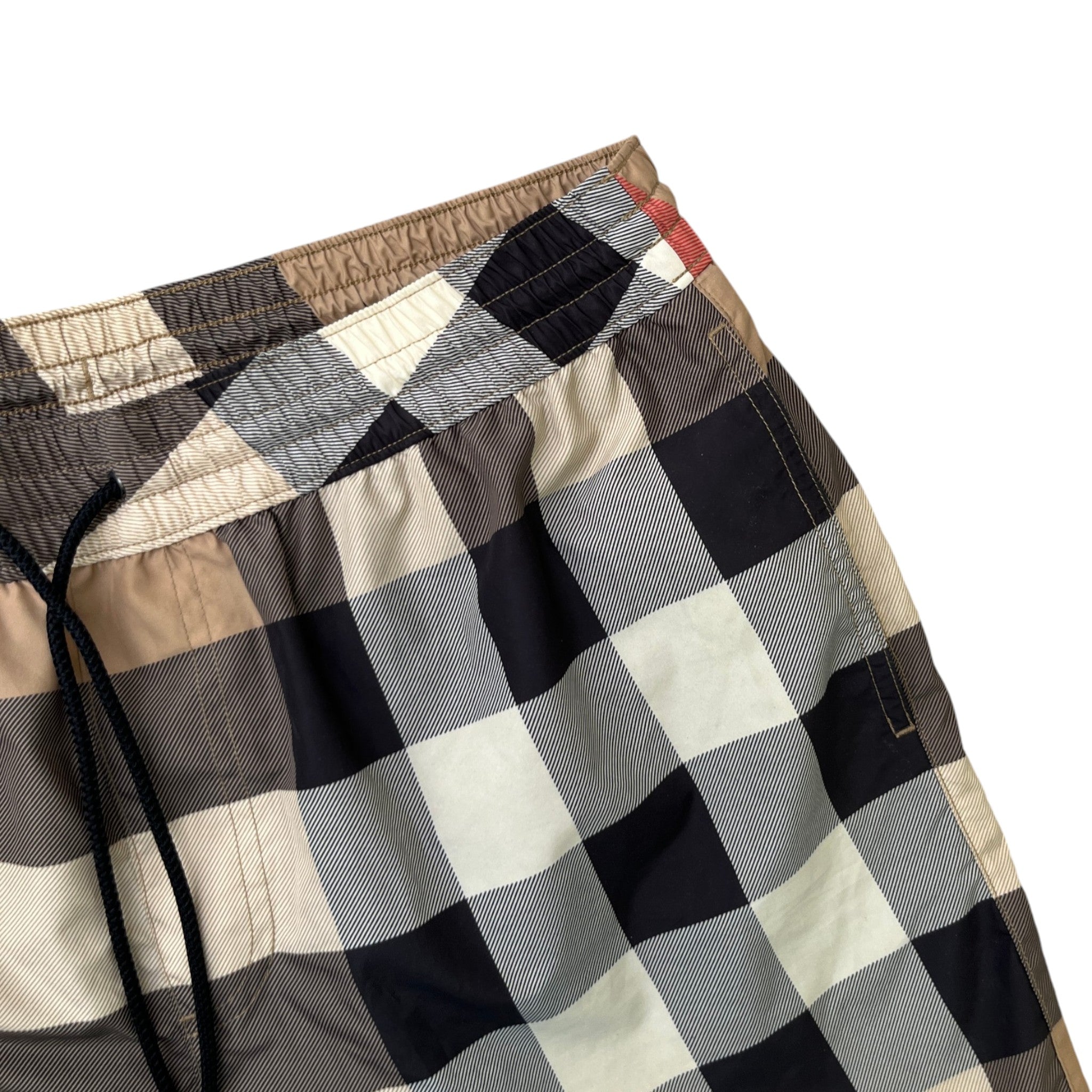 Men's Checkered Swim Shorts Beige Size M