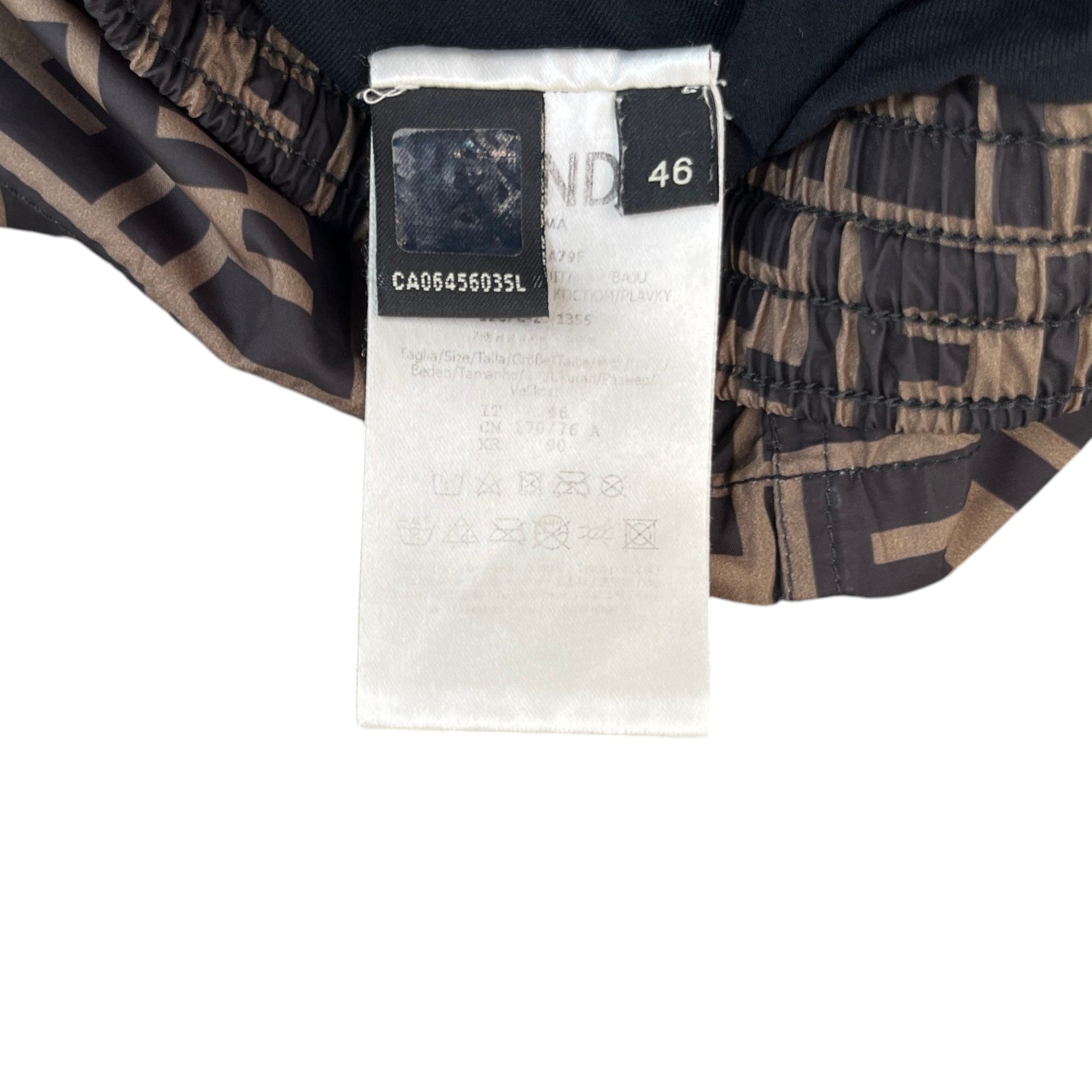 Men's Ff Monogram Motif Swim Shorts Brown Size W30 / IT 46