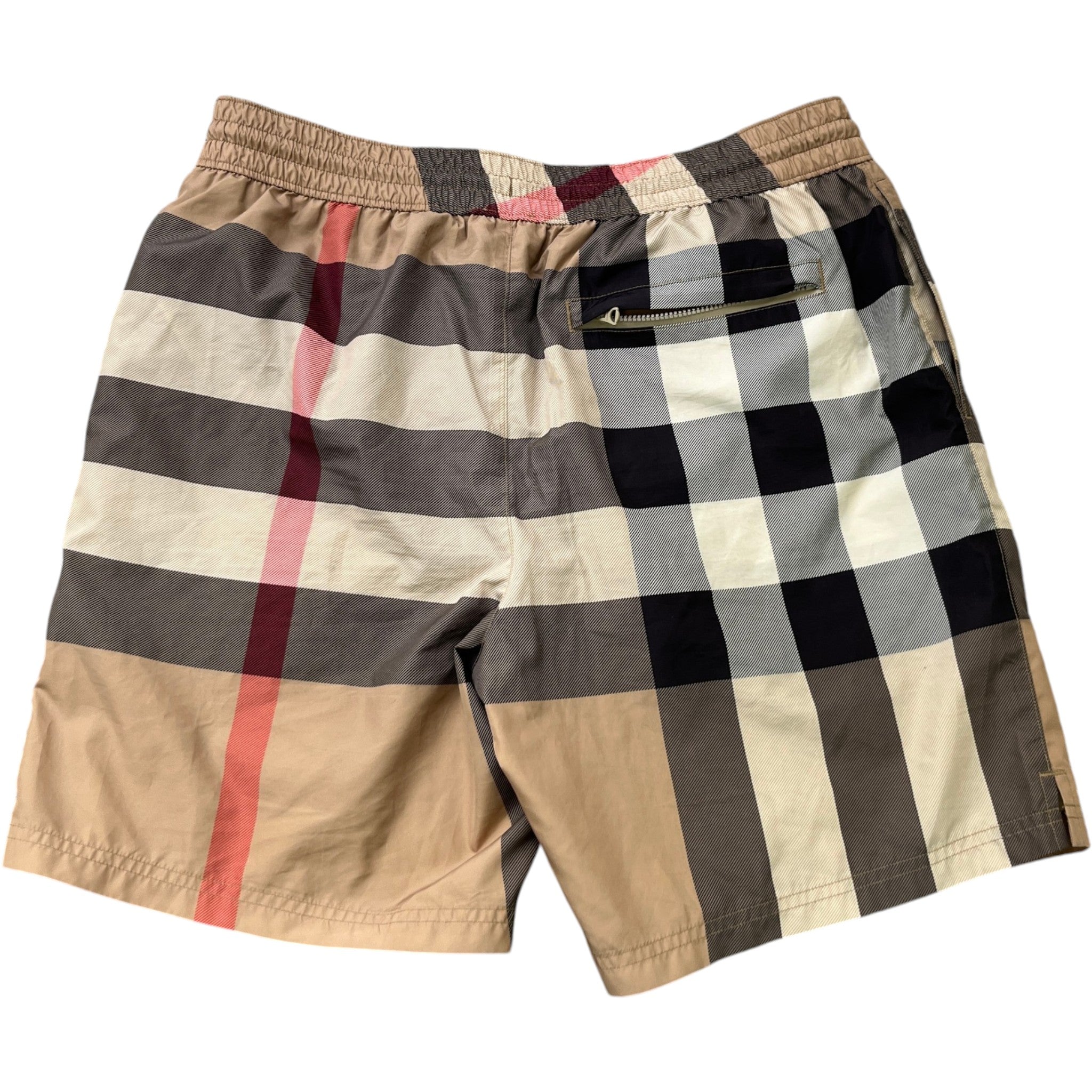 Men's Checkered Swim Shorts Beige Size M