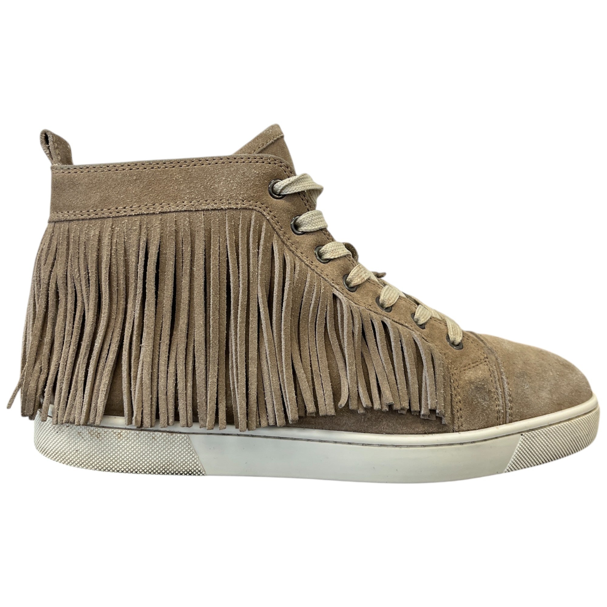 Men's Fringe Trim High Trainers Beige Size EU 41.5 / UK 7.5