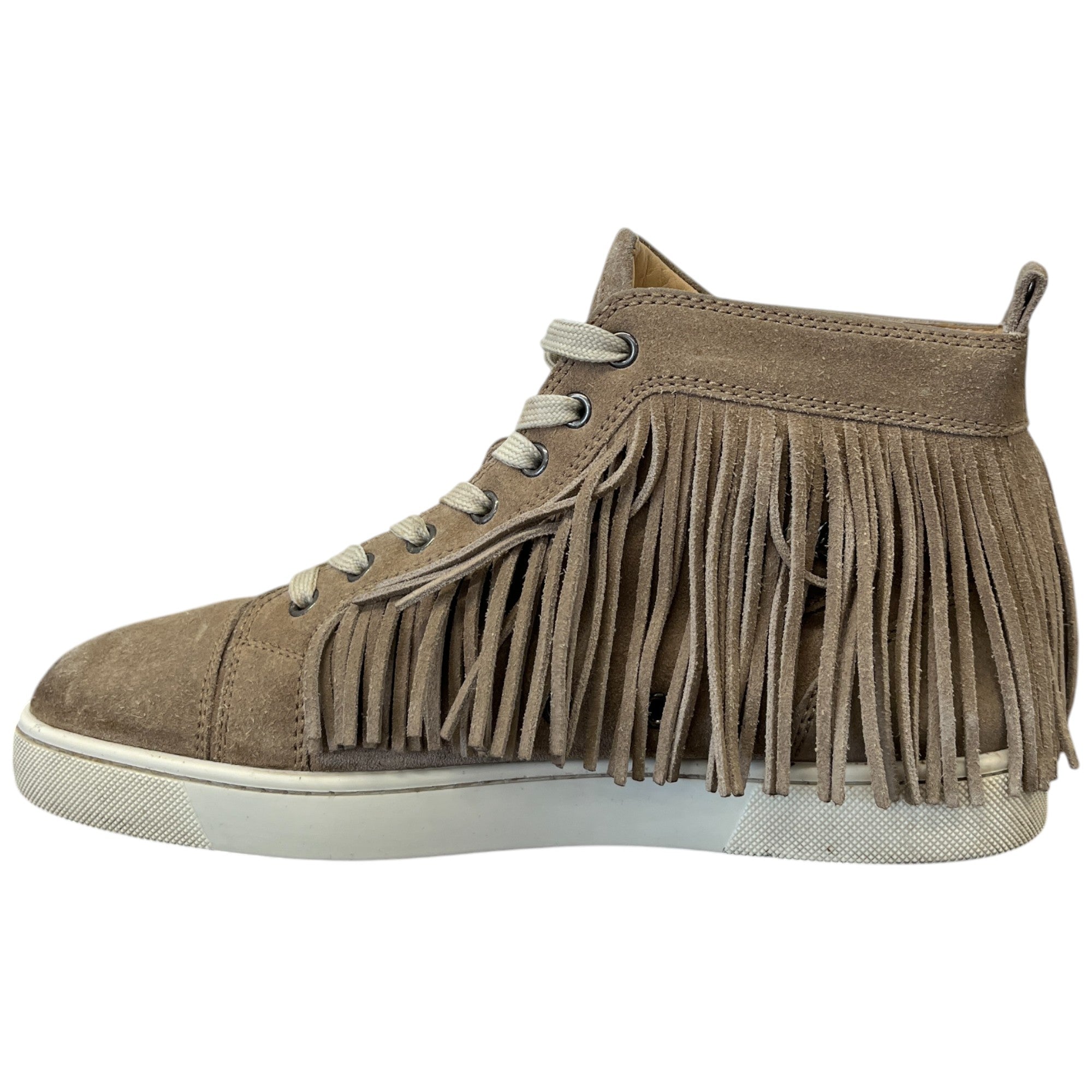 Men's Fringe Trim High Trainers Beige Size EU 41.5 / UK 7.5