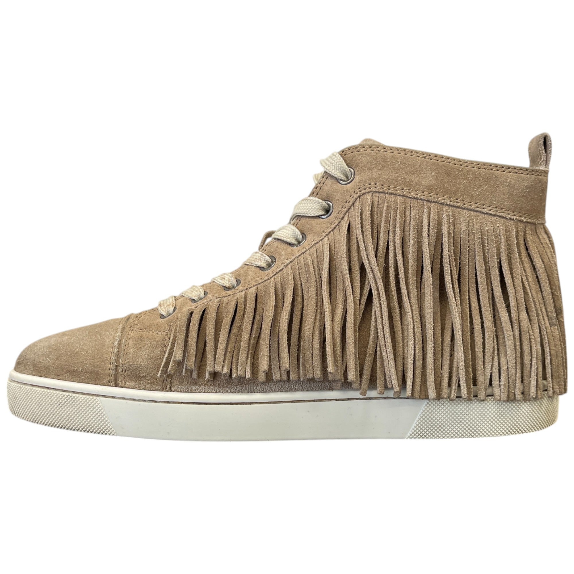Men's Fringe Trim High Trainers Beige Size EU 41.5 / UK 7.5