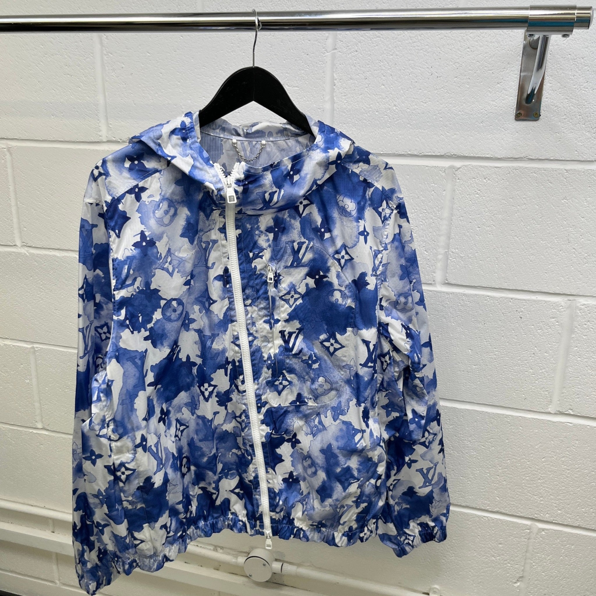 Men's Monogram Watercolor Windbreaker Blue Size IT 52 / XL