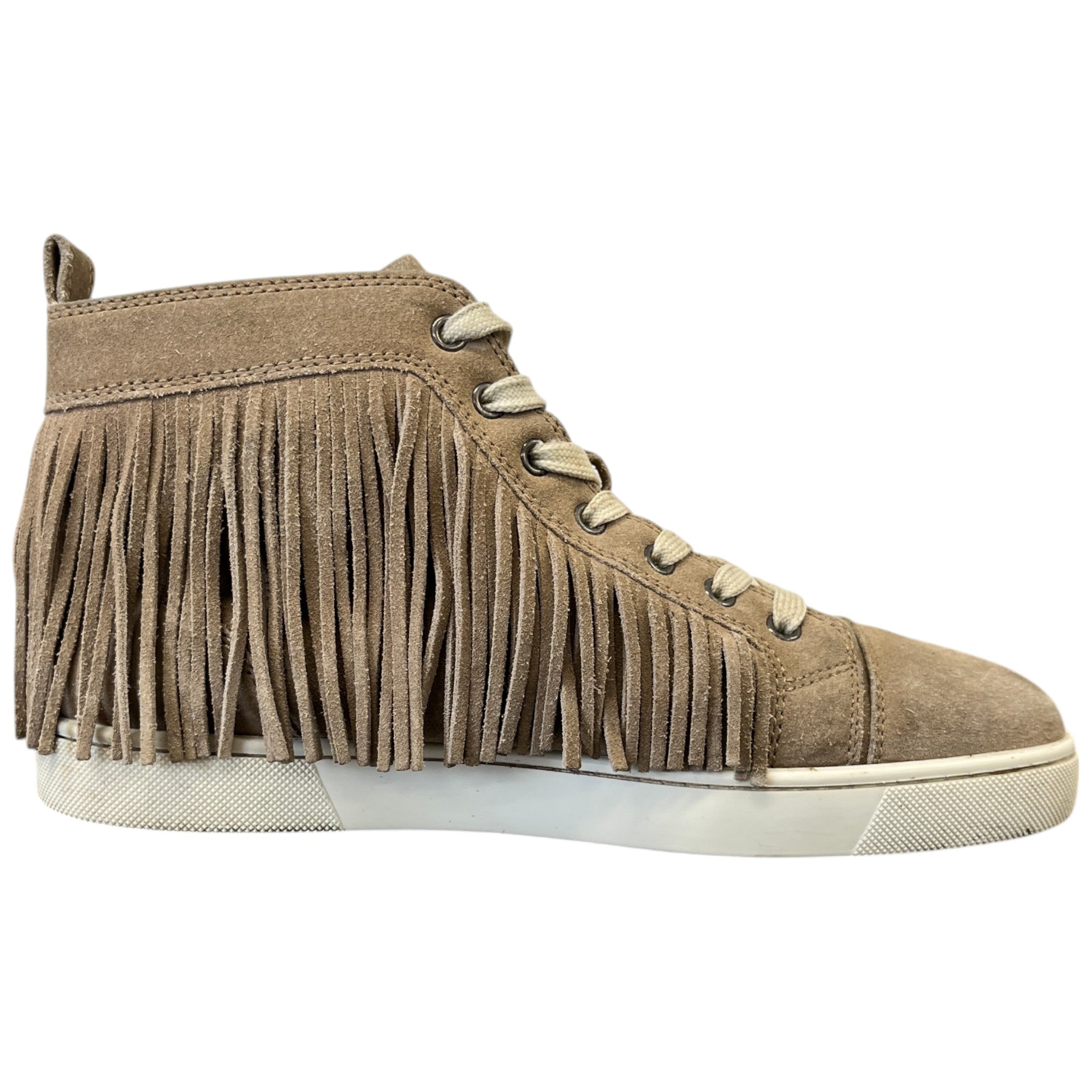 Men's Fringe Trim High Trainers Beige Size EU 41.5 / UK 7.5