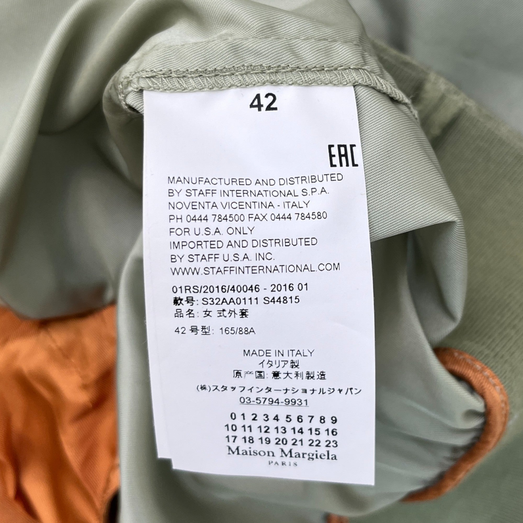 Men's Mm6 Long Bomber Jacket Green Size XL