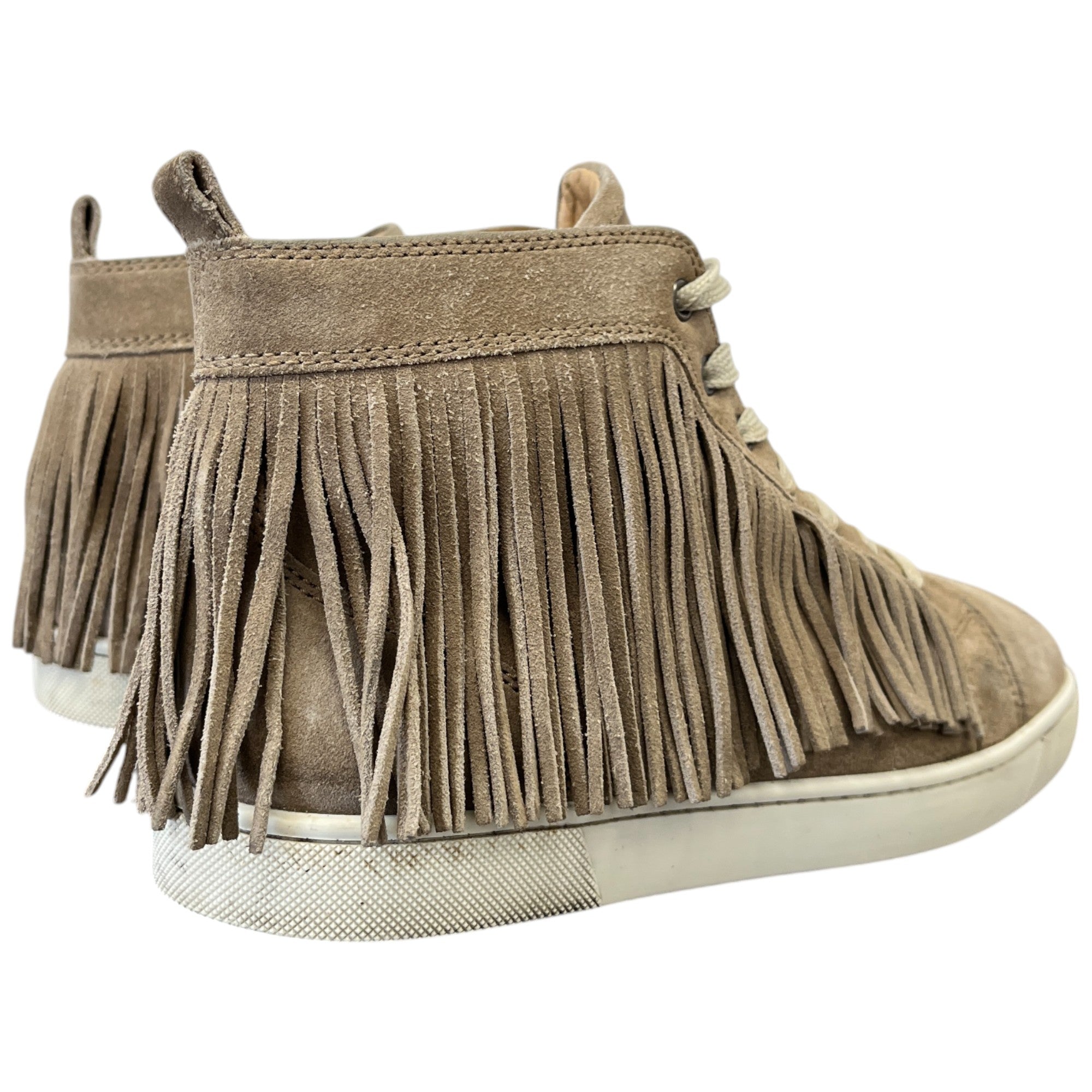 Men's Fringe Trim High Trainers Beige Size EU 41.5 / UK 7.5