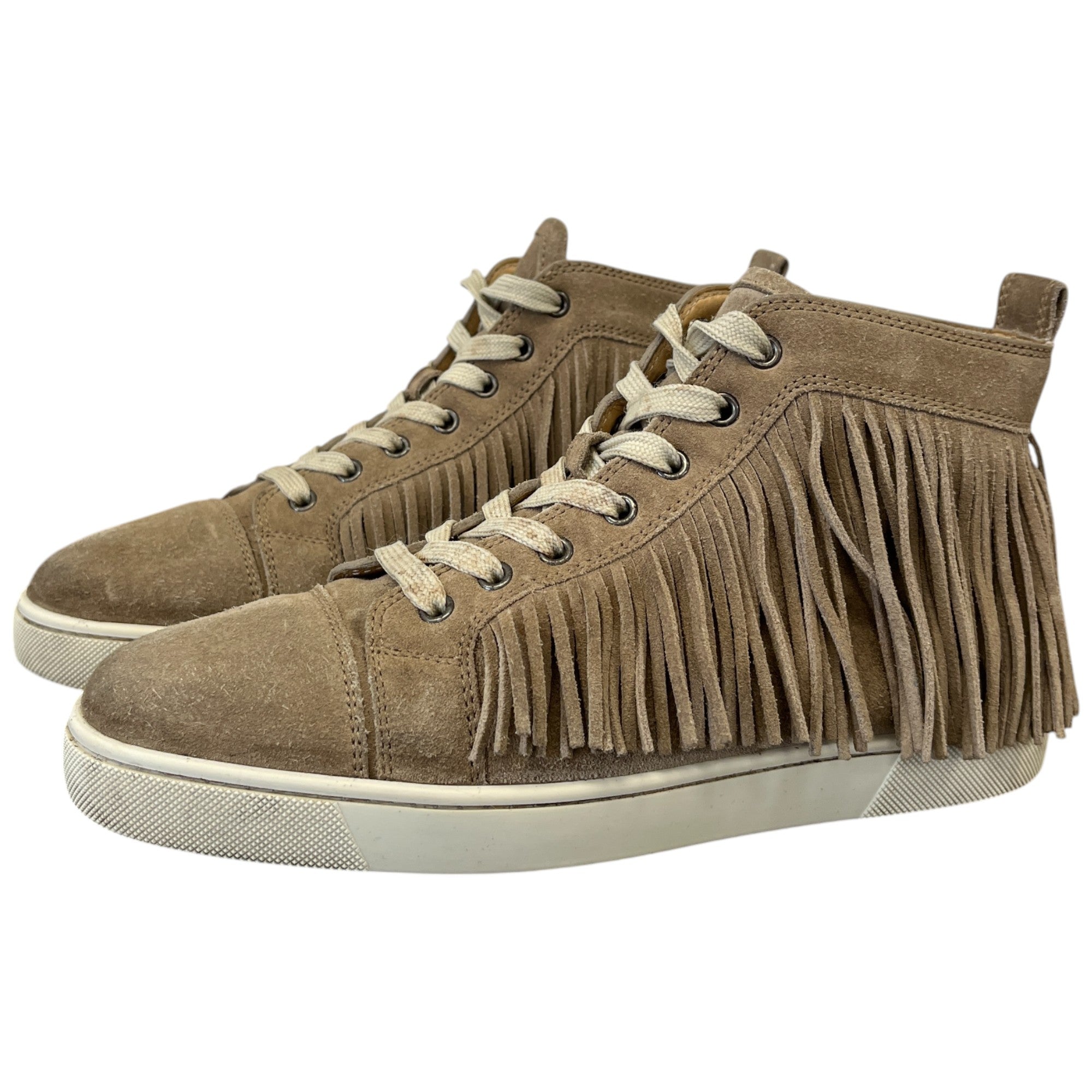 Men's Fringe Trim High Trainers Beige Size EU 41.5 / UK 7.5