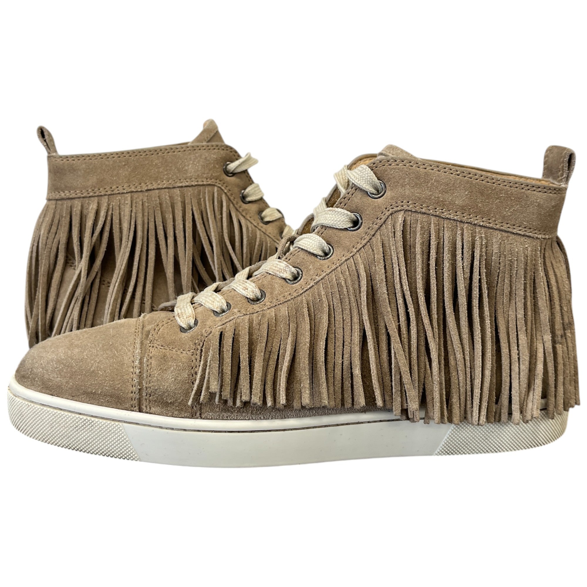 Men's Fringe Trim High Trainers Beige Size EU 41.5 / UK 7.5