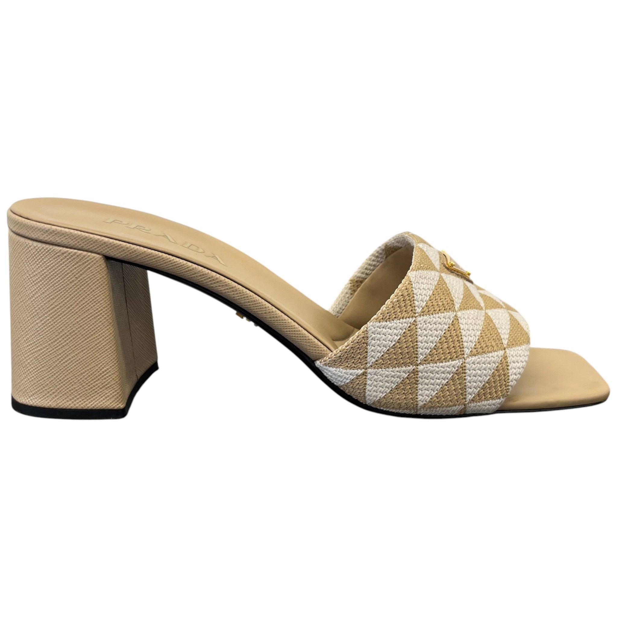 Women's Plaque Logo Jacquard Heels Beige Size EU 41 / UK 8