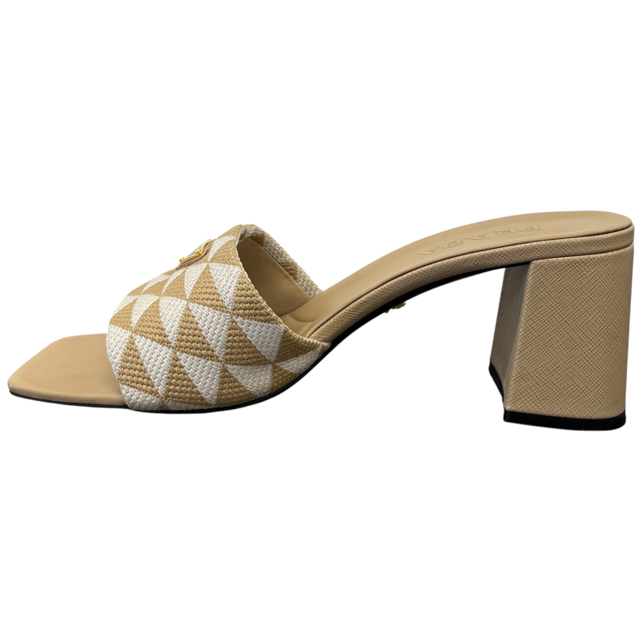 Women's Plaque Logo Jacquard Heels Beige Size EU 41 / UK 8