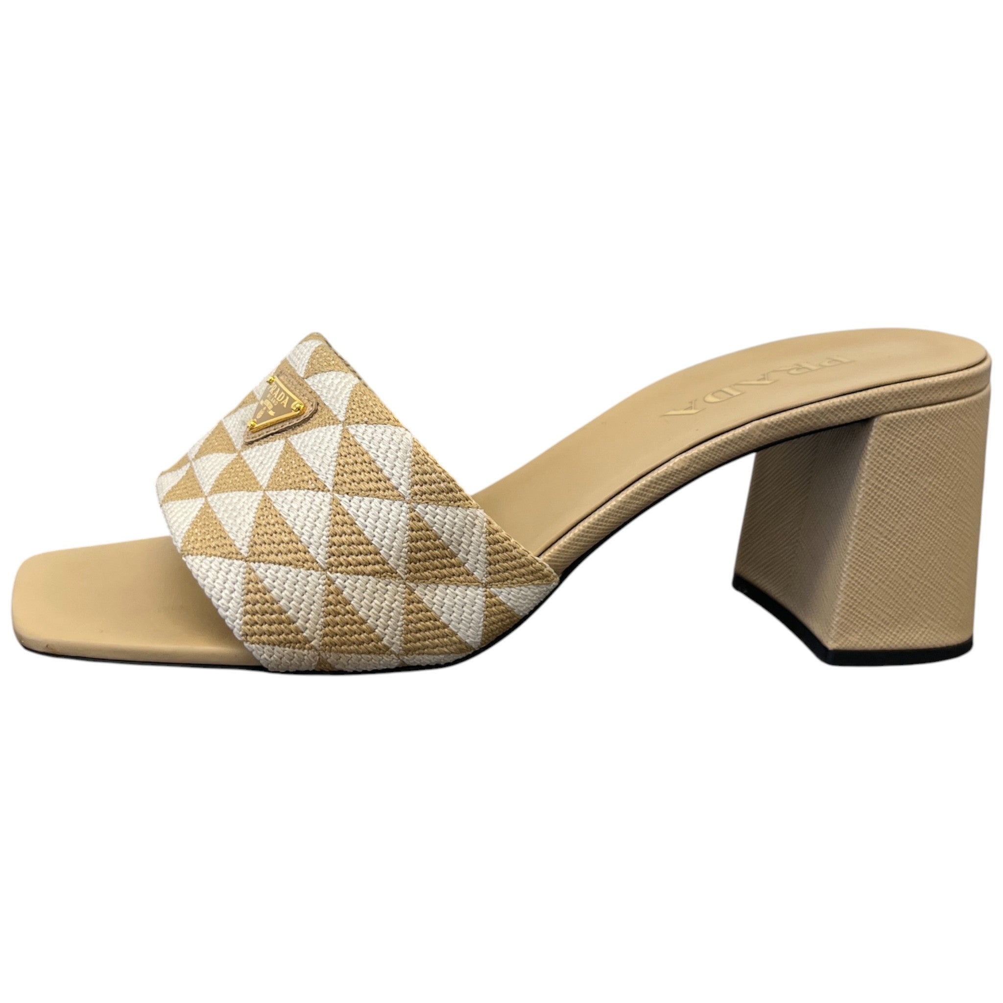 Women's Plaque Logo Jacquard Heels Beige Size EU 41 / UK 8