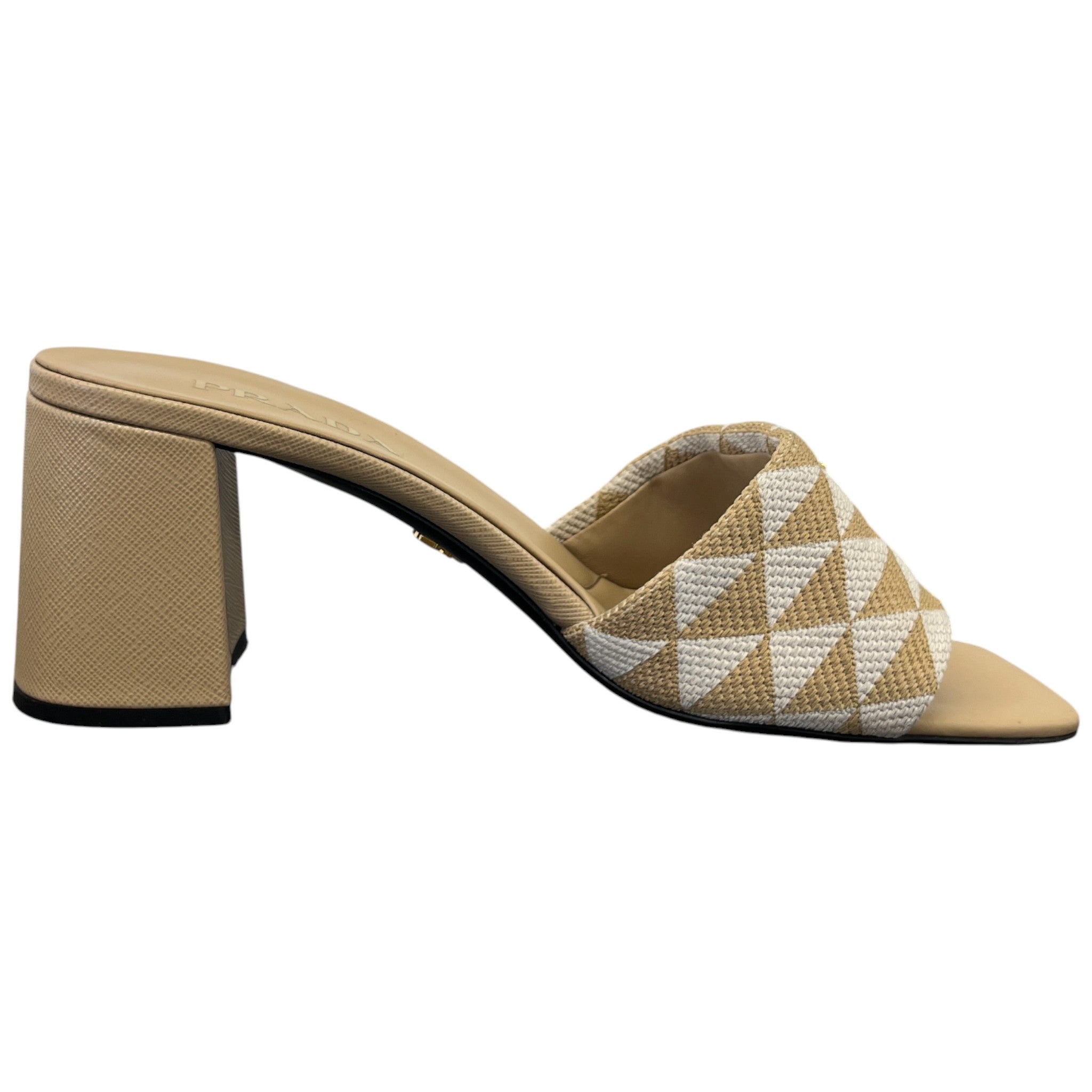 Women's Plaque Logo Jacquard Heels Beige Size EU 41 / UK 8