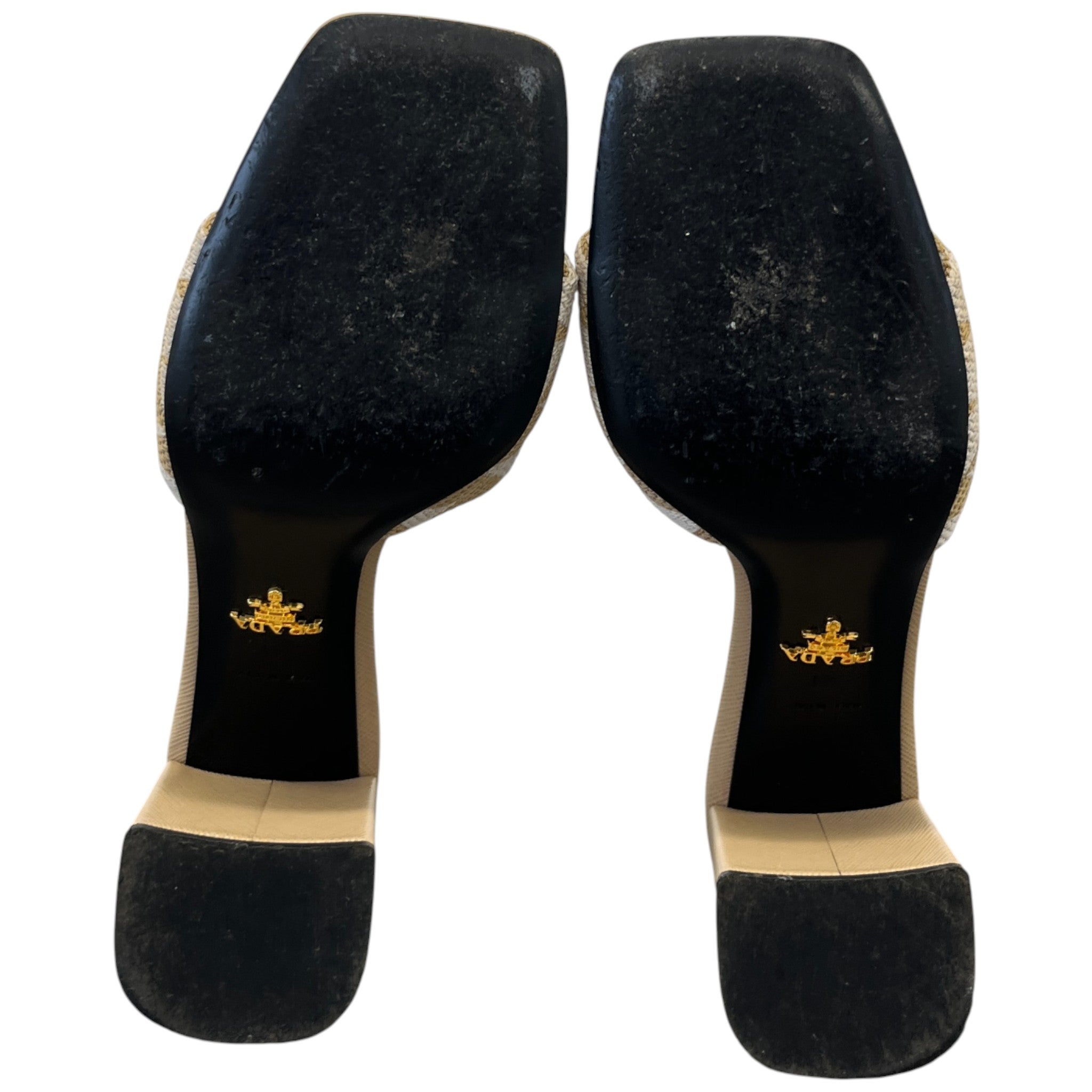 Women's Plaque Logo Jacquard Heels Beige Size EU 41 / UK 8