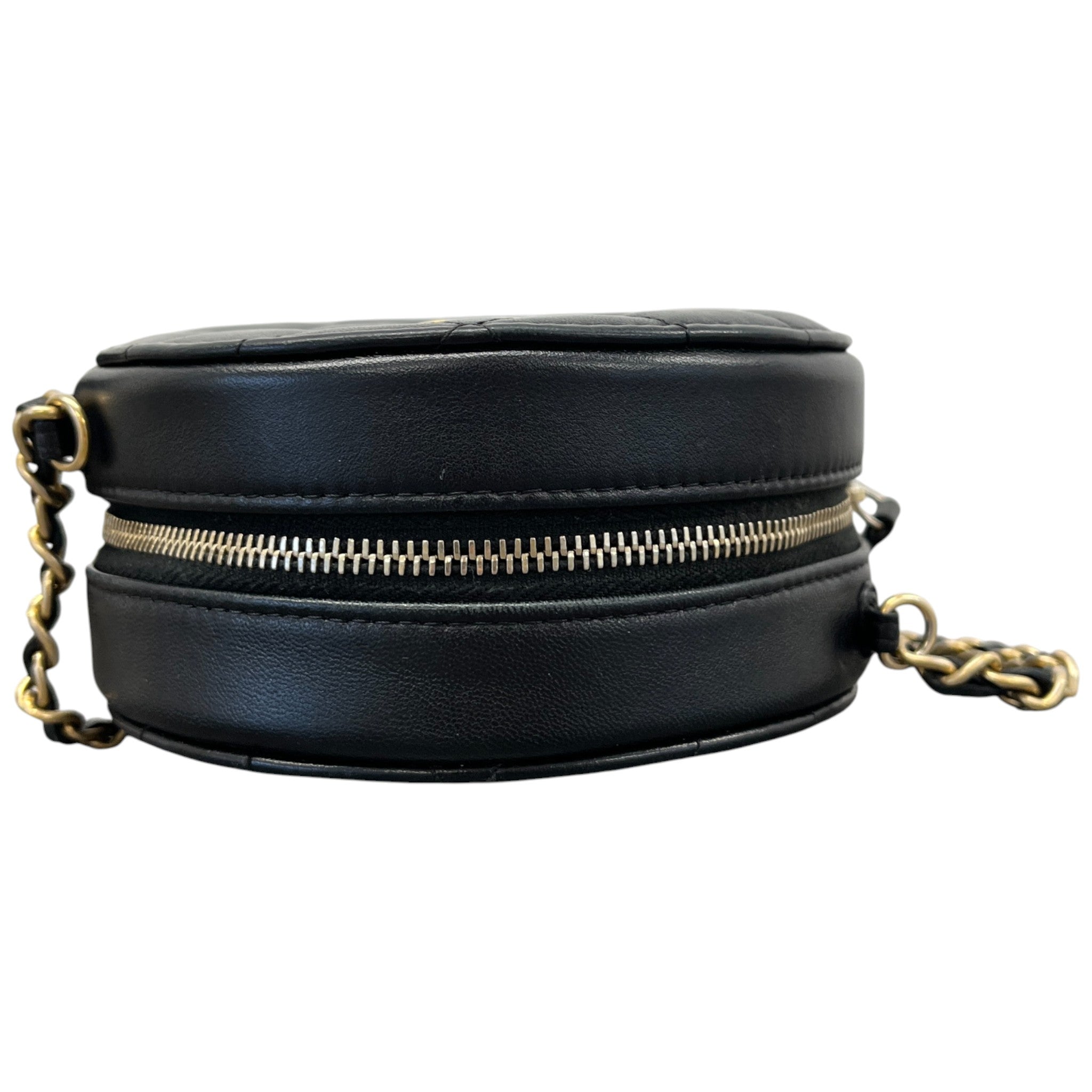 Women's Round Mini Lambskin Handbag Black