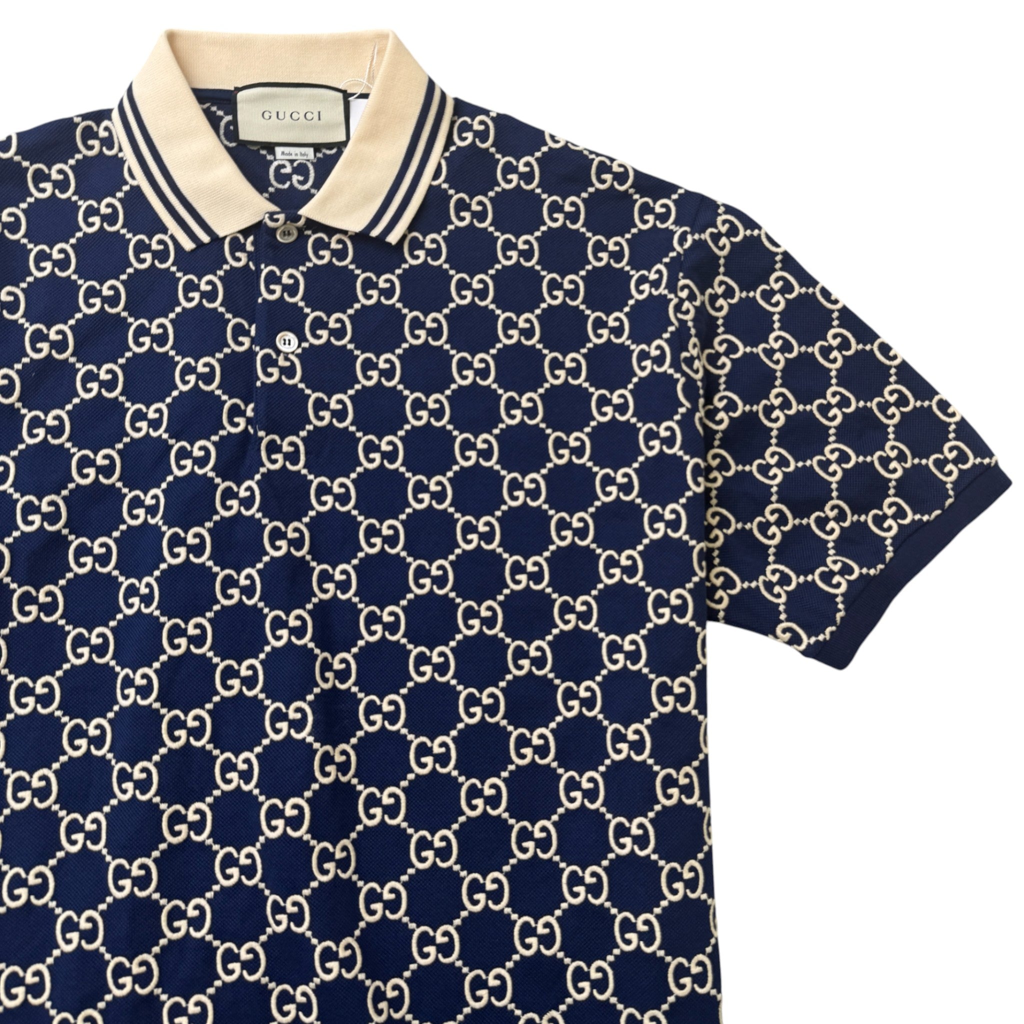 Men's Gg Supreme Embroidered Polo Shirt Blue Size XXXL