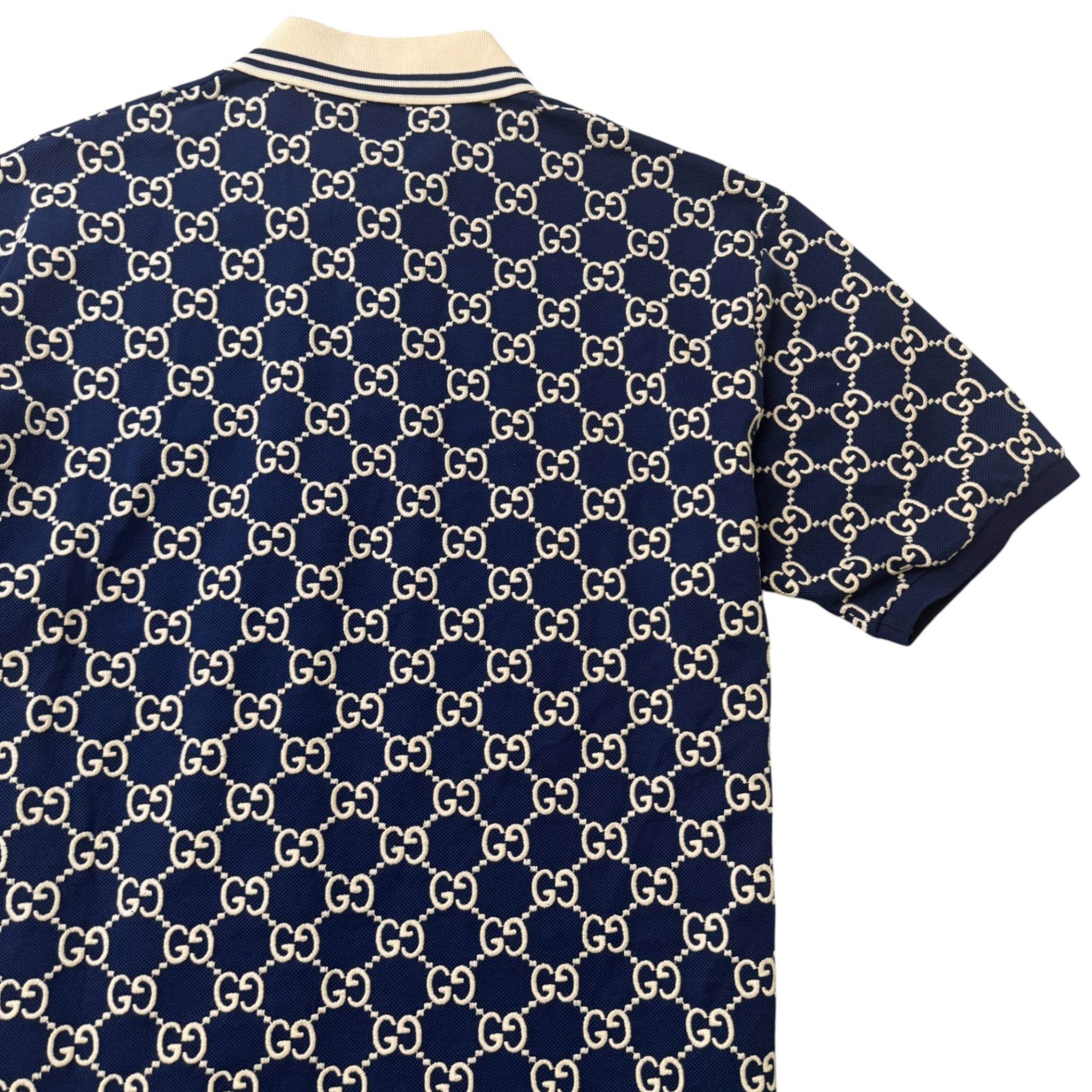 Men's Gg Supreme Embroidered Polo Shirt Blue Size XXXL