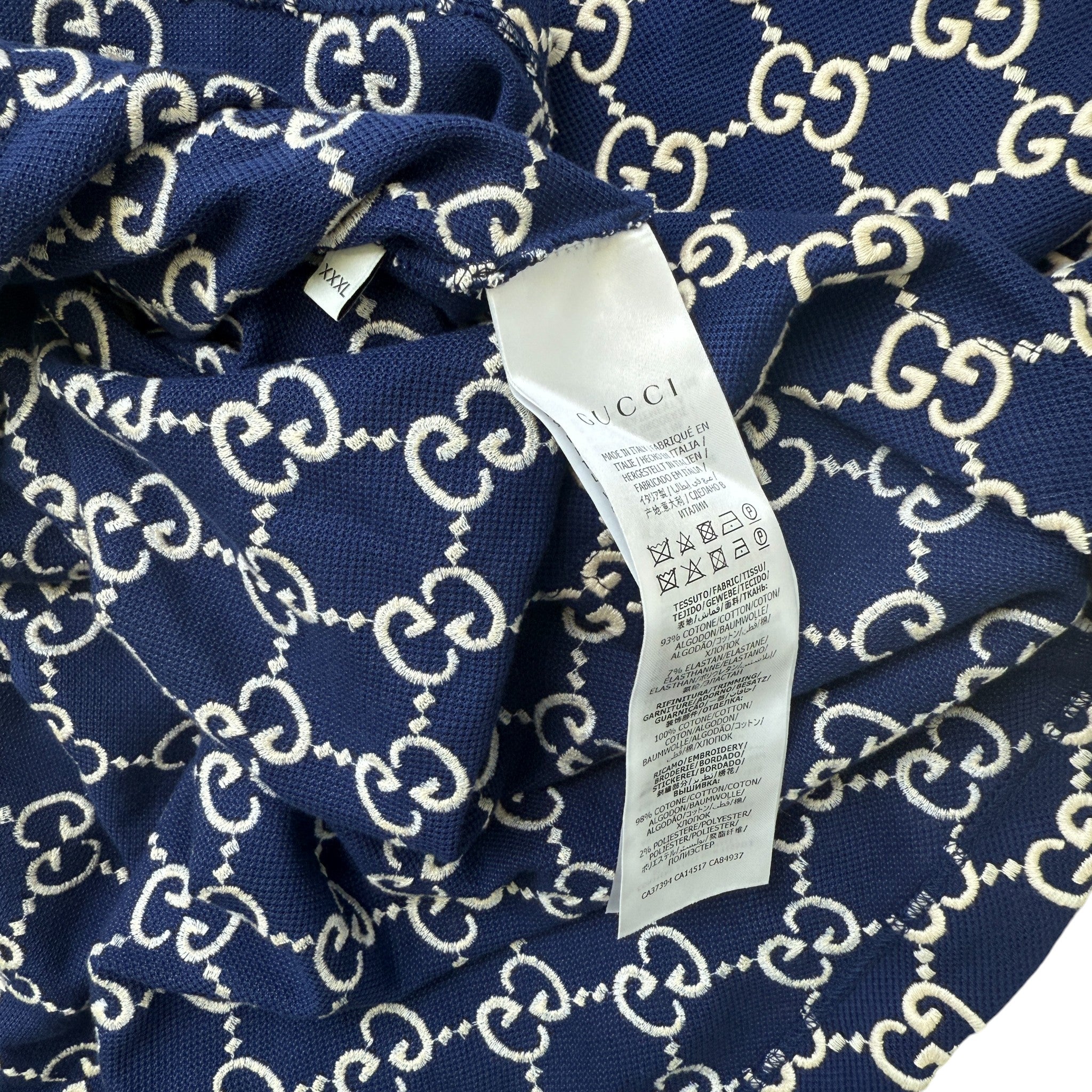 Men's Gg Supreme Embroidered Polo Shirt Blue Size XXXL