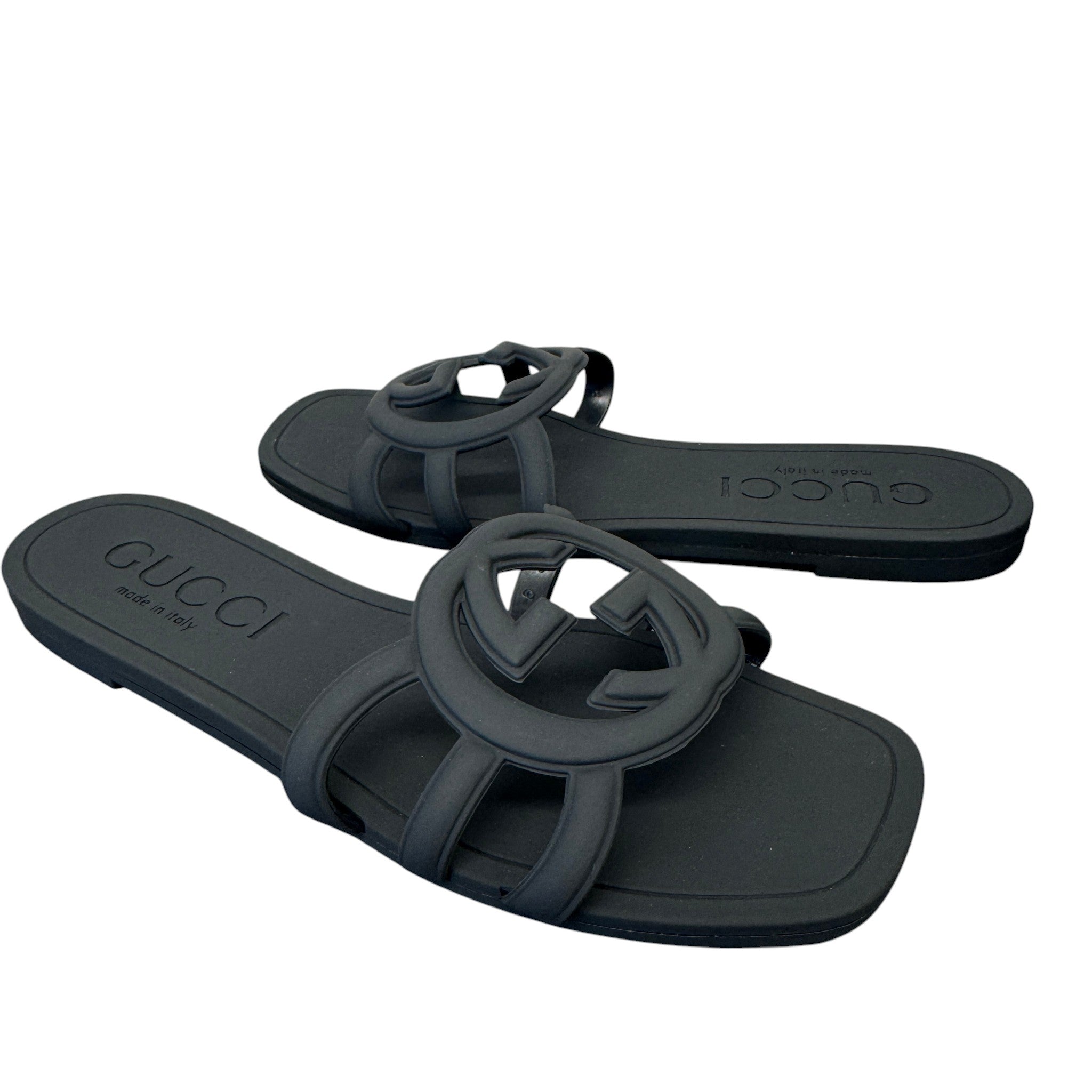 Women's Interlocking G Slides Black Size EU 39 / UK 6