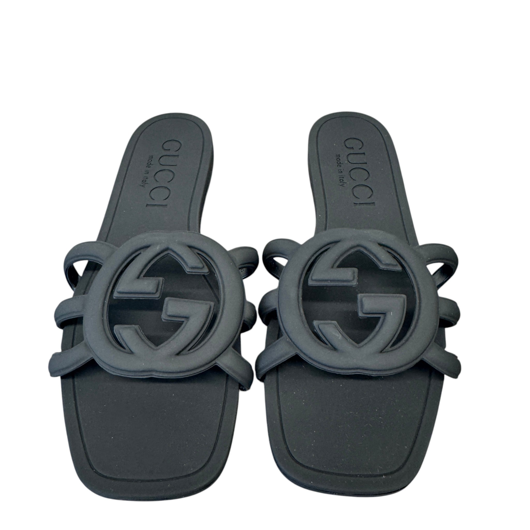 Women's Interlocking G Slides Black Size EU 39 / UK 6
