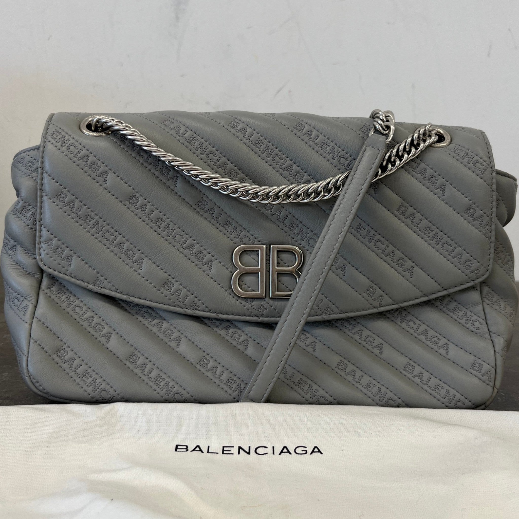 Women's Bb Quilted Embossed Bag Grey