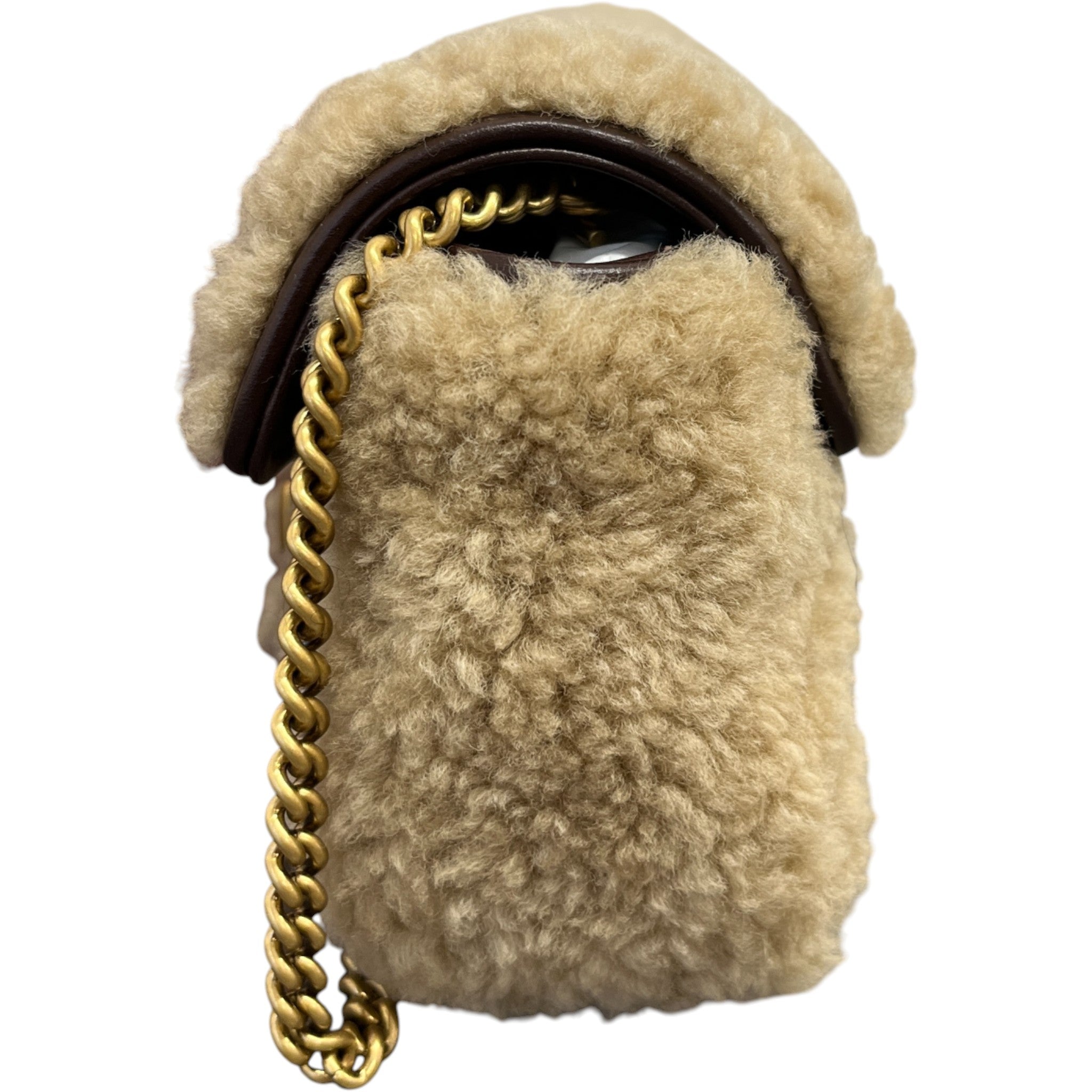 Women's Gg Marmont Mini Shearling Bag Beige