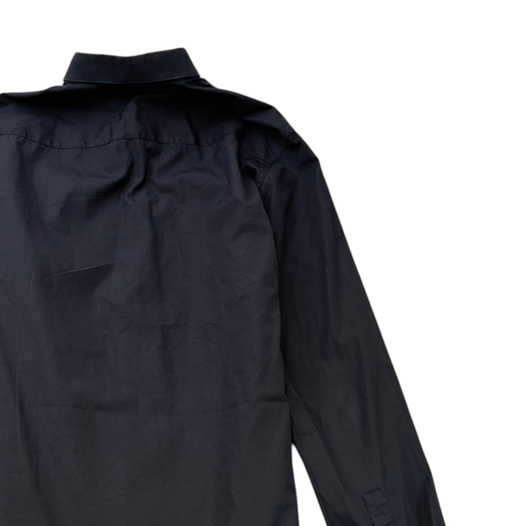 Men's Embroidered Logo Long Sleeve Shirt Black Size M