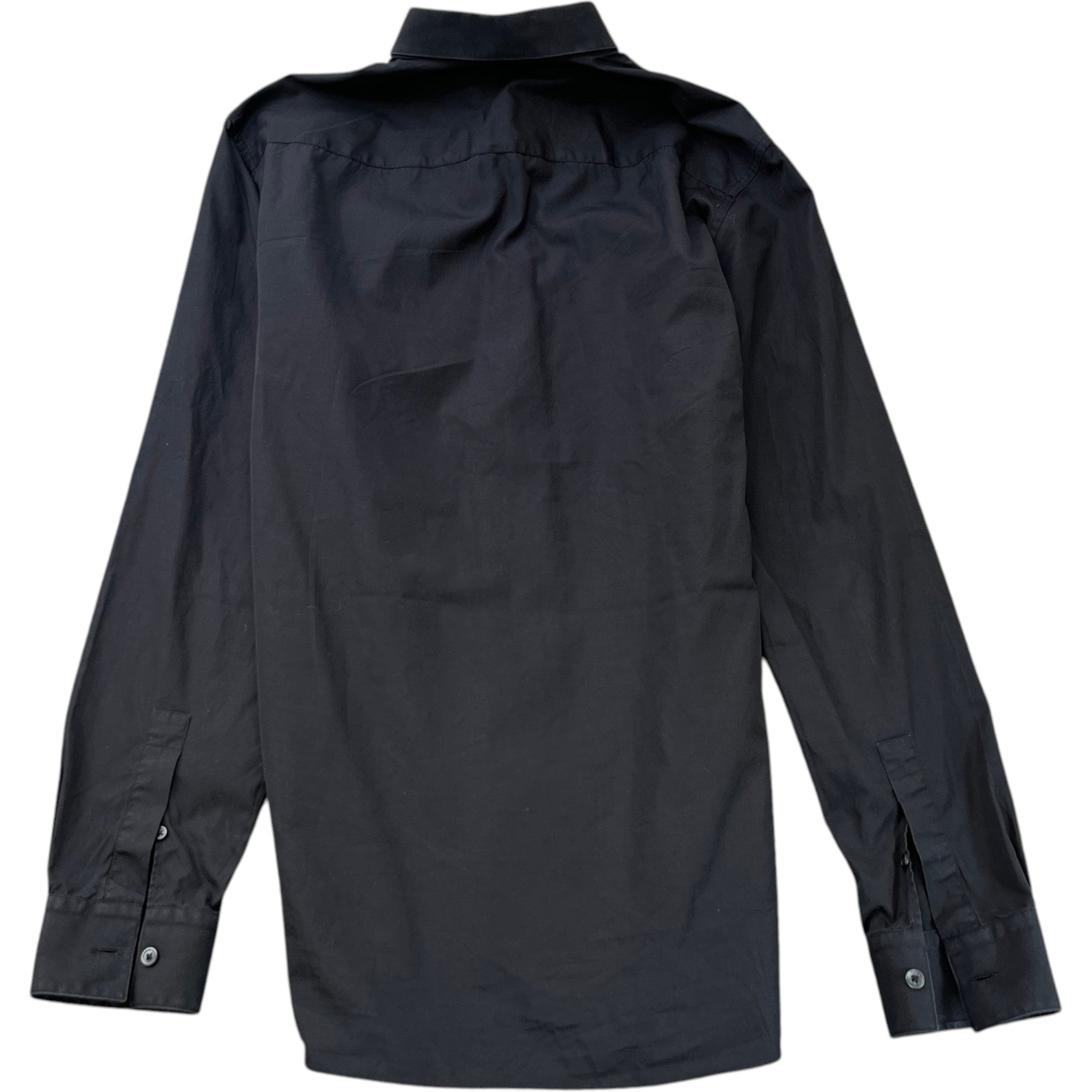 Men's Embroidered Logo Long Sleeve Shirt Black Size M