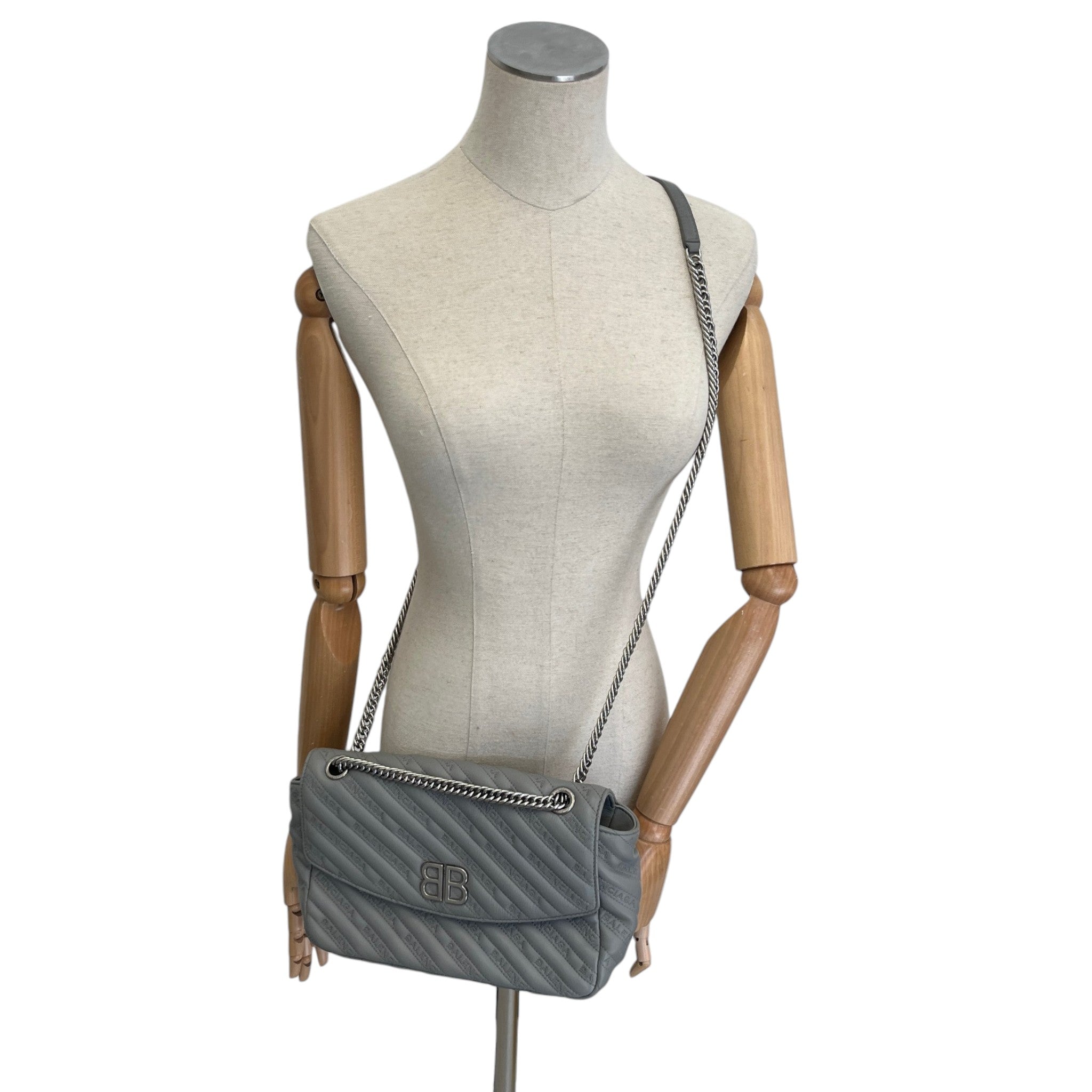 Women's Bb Quilted Embossed Bag Grey