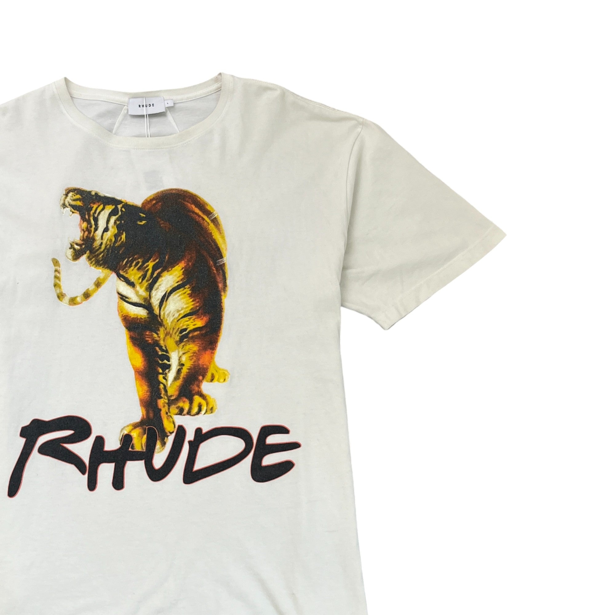Men's Tiger Print T-Shirt White Size L
