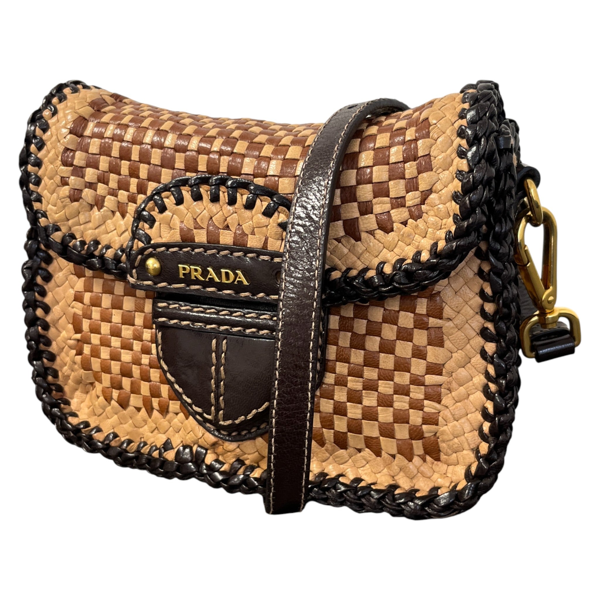 Women's Madras Woven Crossbody Bag Brown