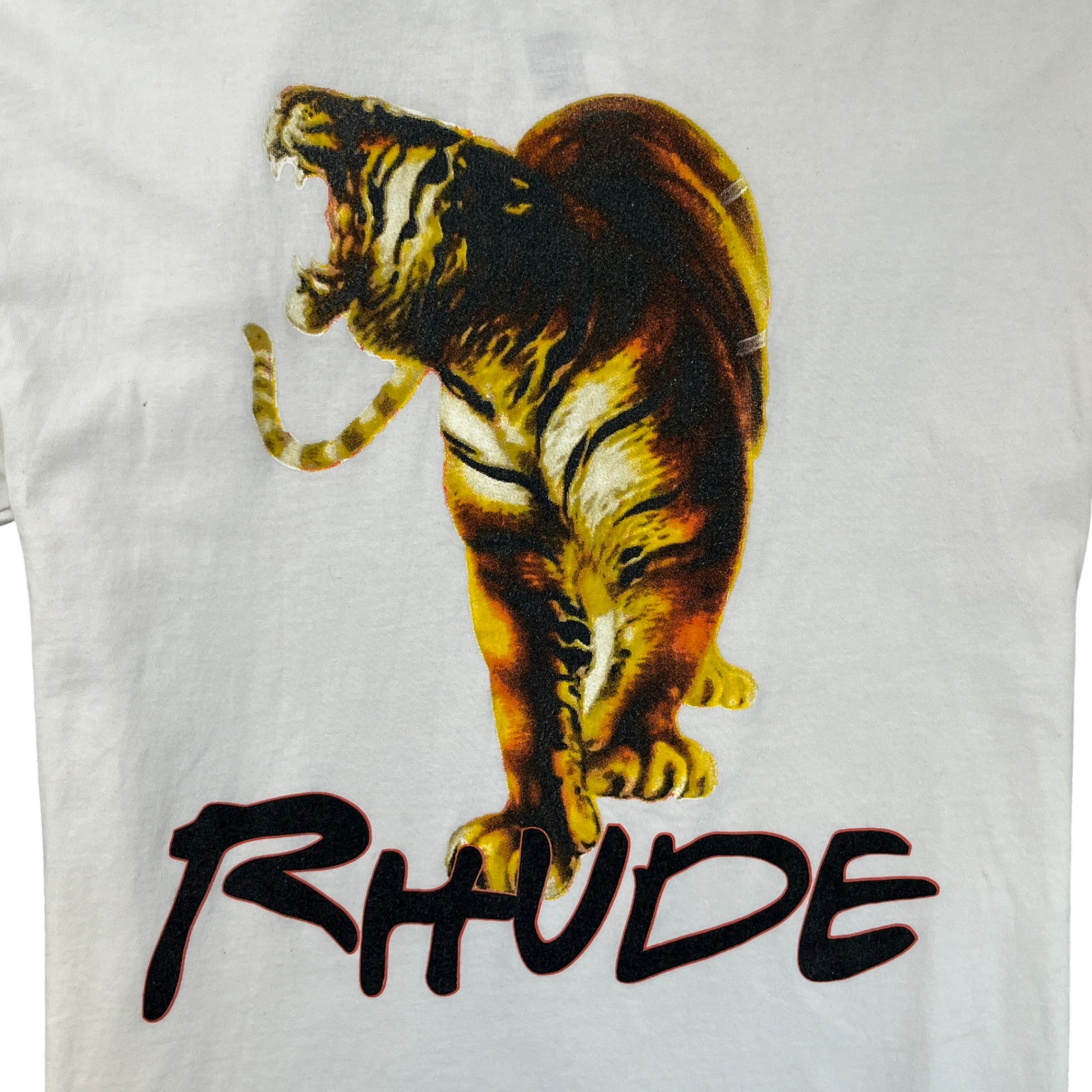 Men's Tiger Print T-Shirt White Size L