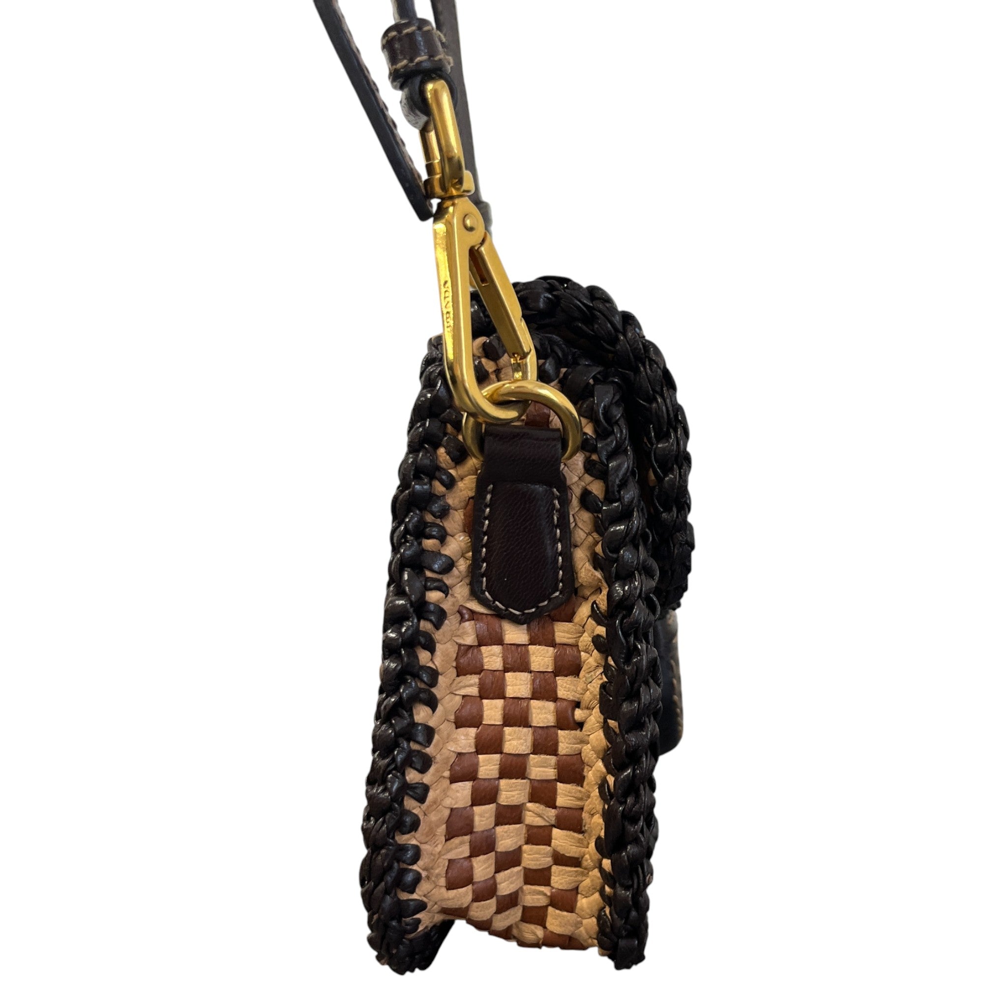 Women's Madras Woven Crossbody Bag Brown