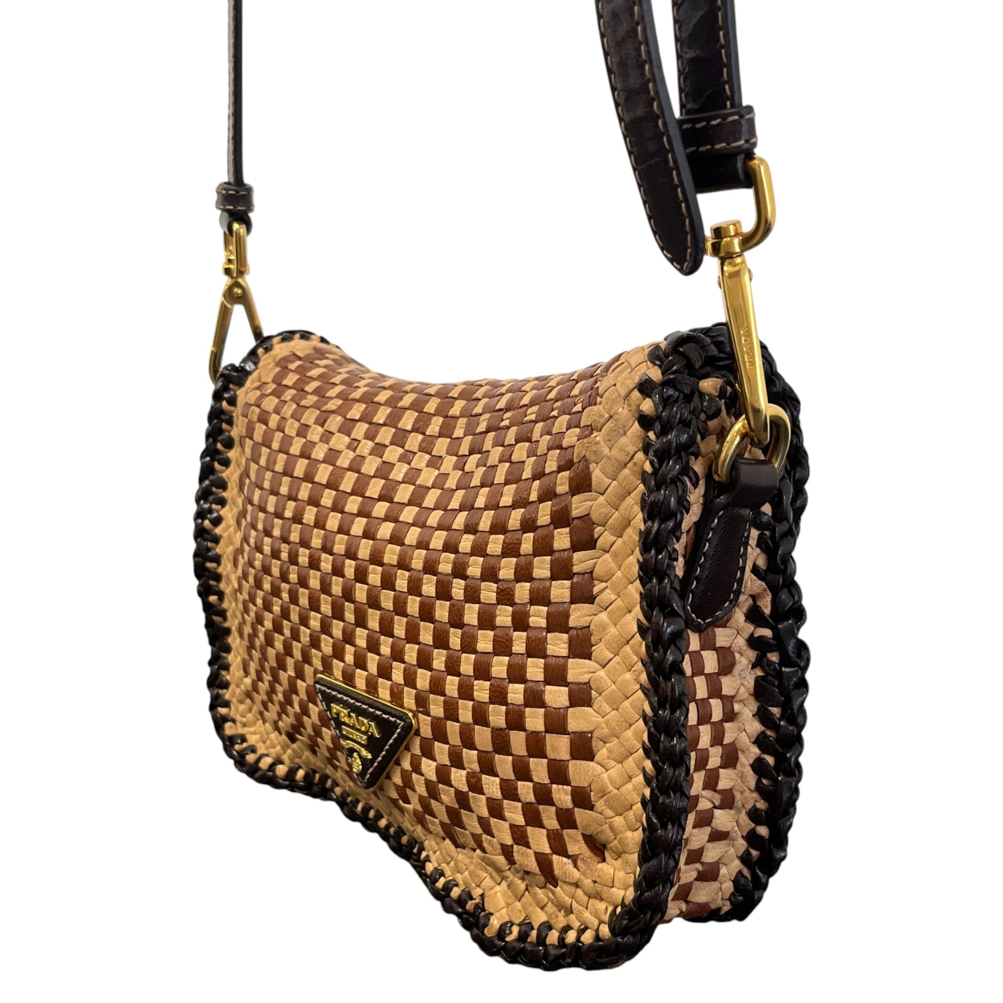 Women's Madras Woven Crossbody Bag Brown