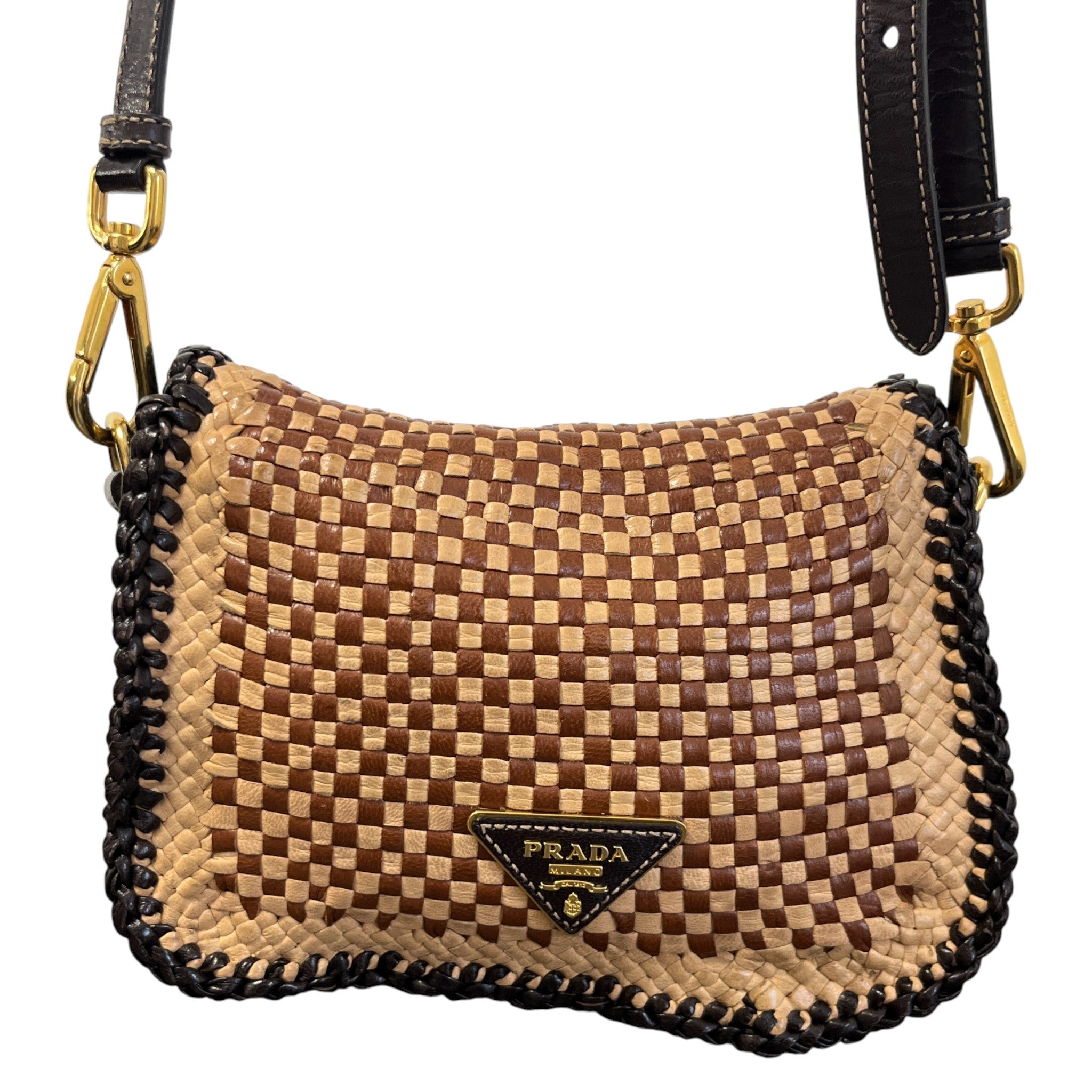 Women's Madras Woven Crossbody Bag Brown