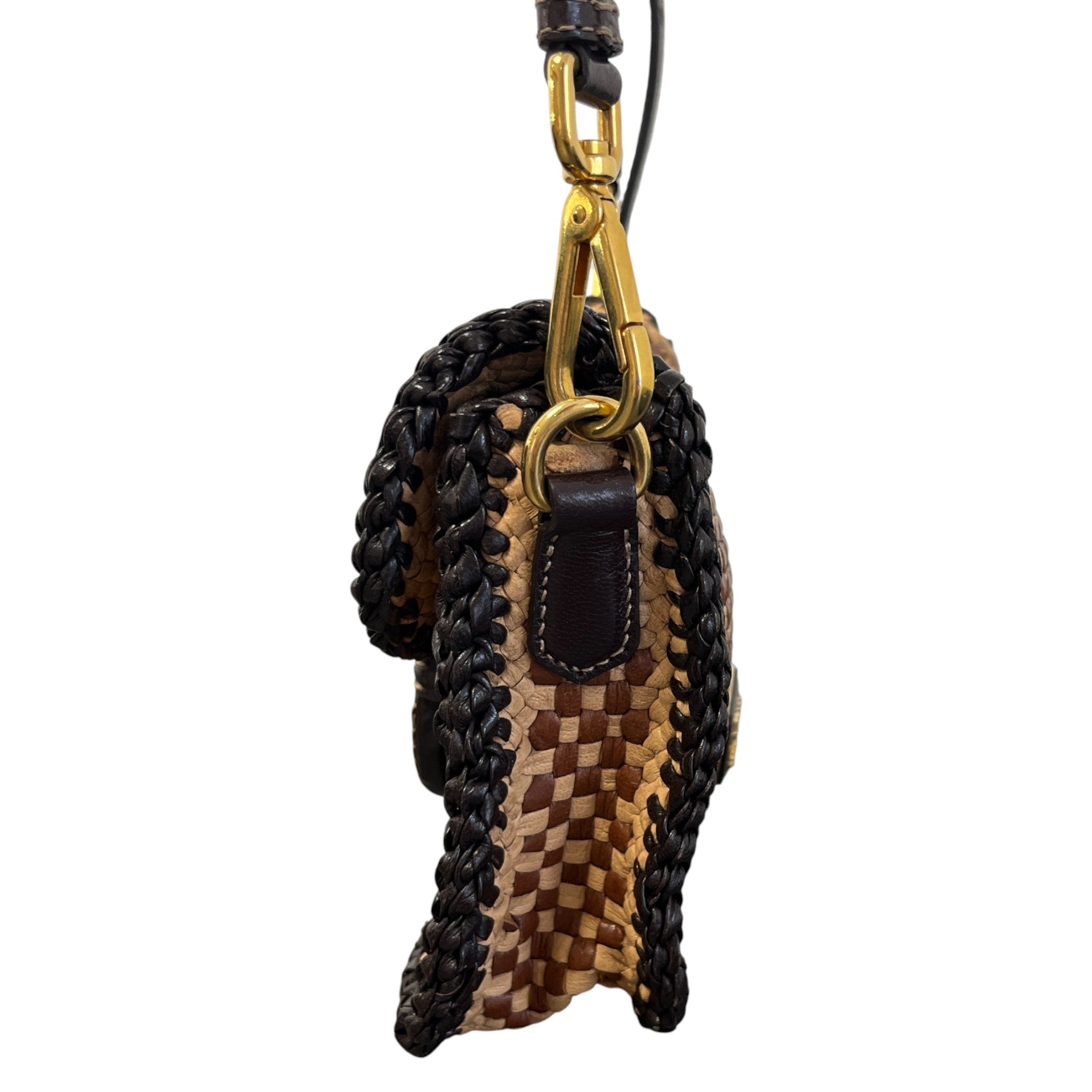 Women's Madras Woven Crossbody Bag Brown