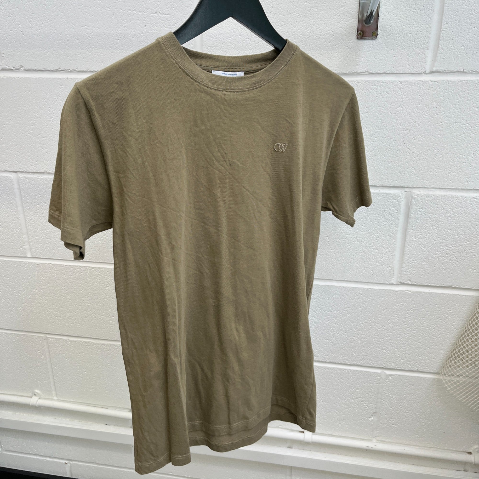Men's Embroidered Logo T-Shirt Khaki Size XS