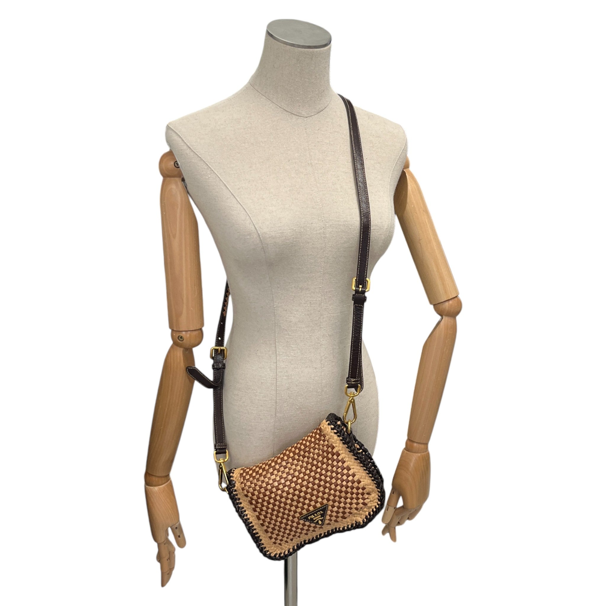 Women's Madras Woven Crossbody Bag Brown