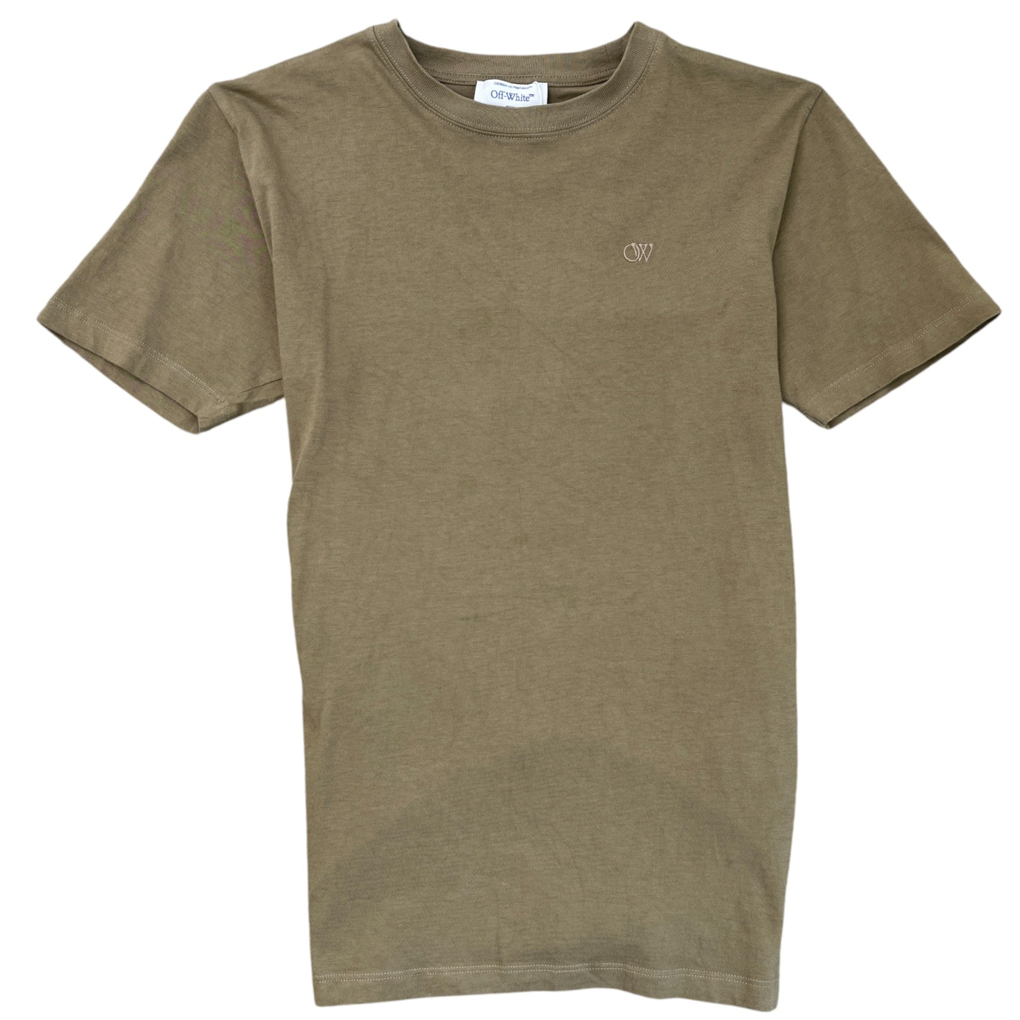 Men's Embroidered Logo T-Shirt Khaki Size XS