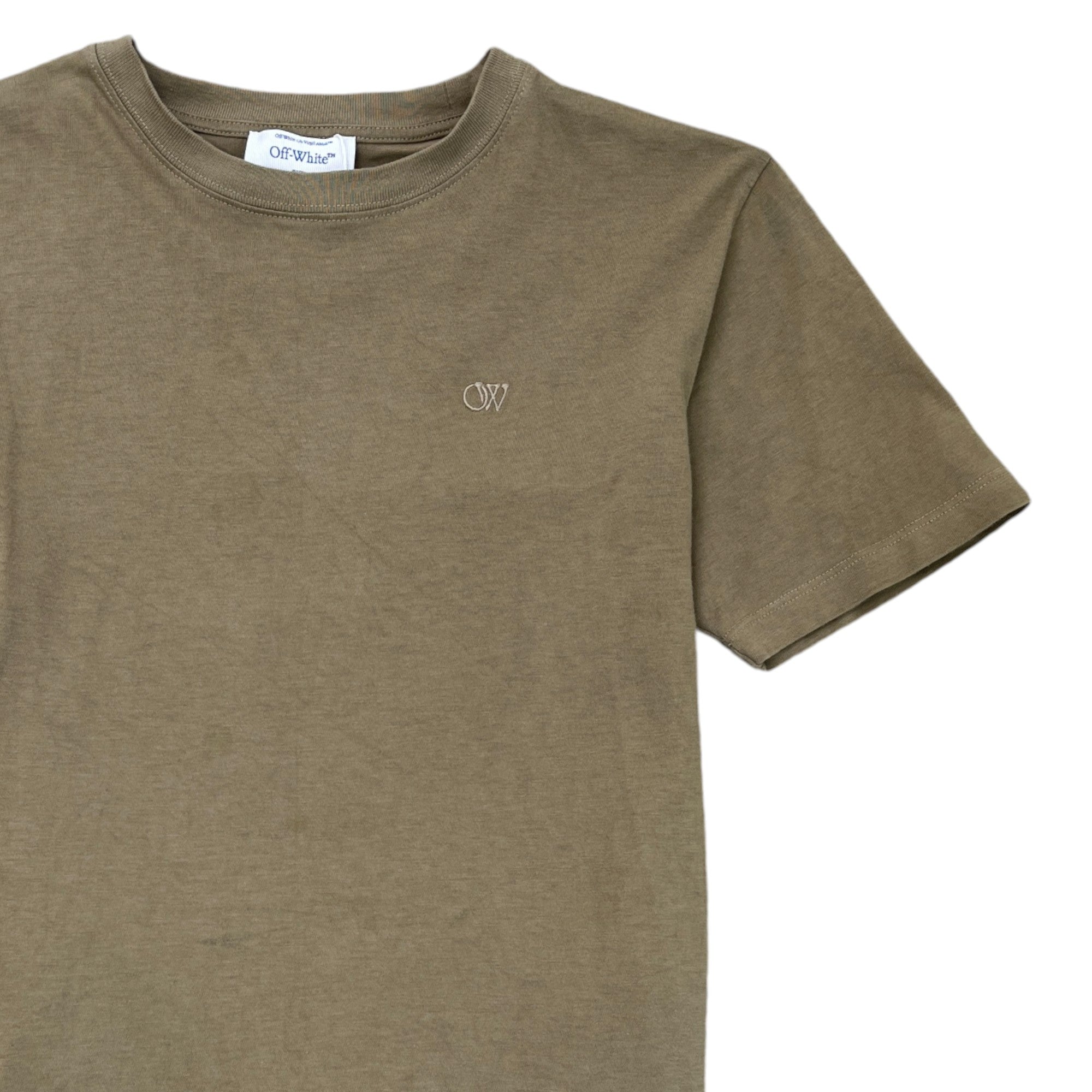 Men's Embroidered Logo T-Shirt Khaki Size XS