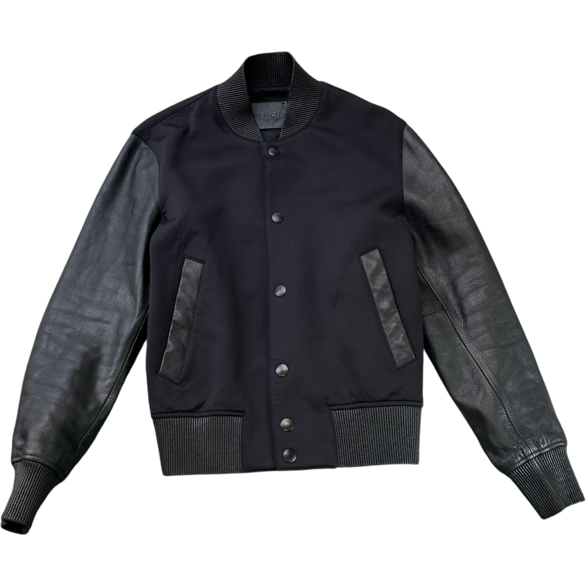 Men's Leather & Nylon Logo Bomber Jacket Black Size IT 44 / XS