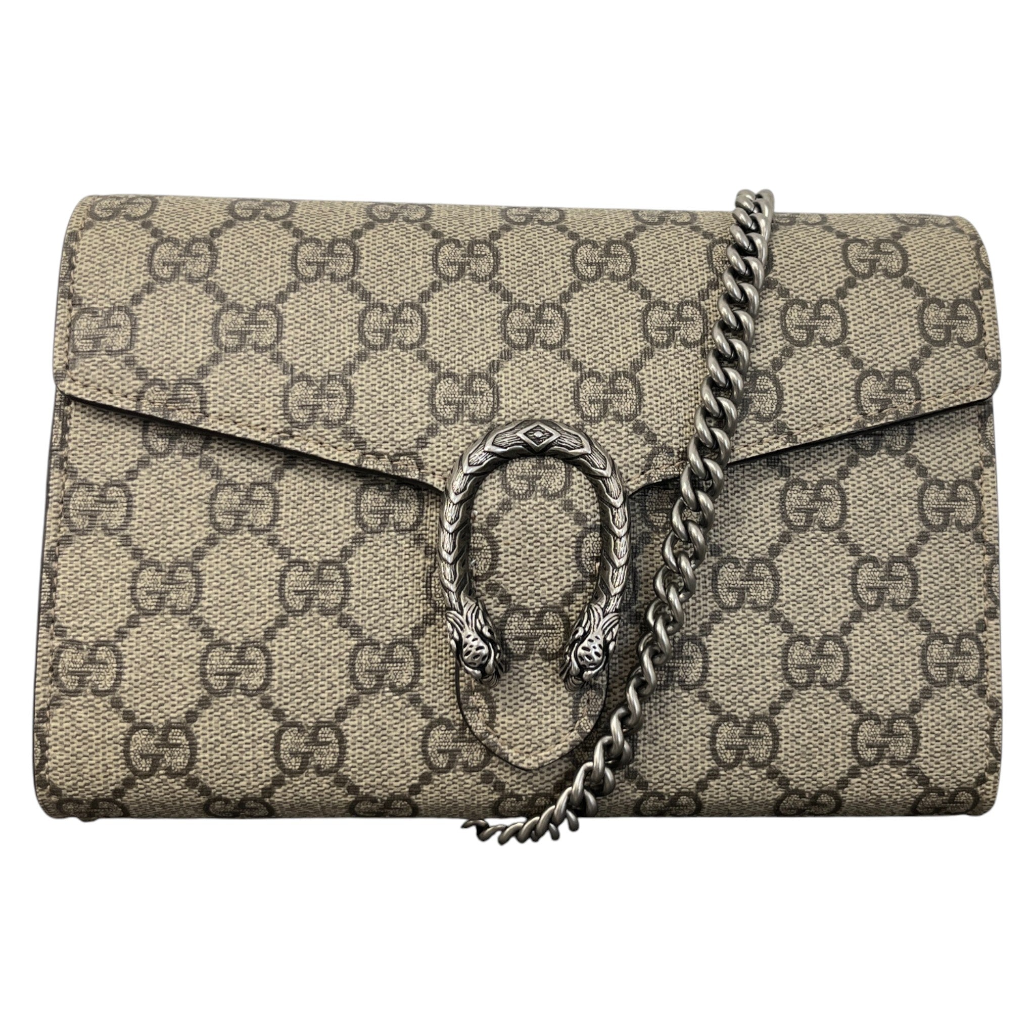 Women's Gg Supreme Dionysus Canvas Wallet-On-Chain Bag Beige