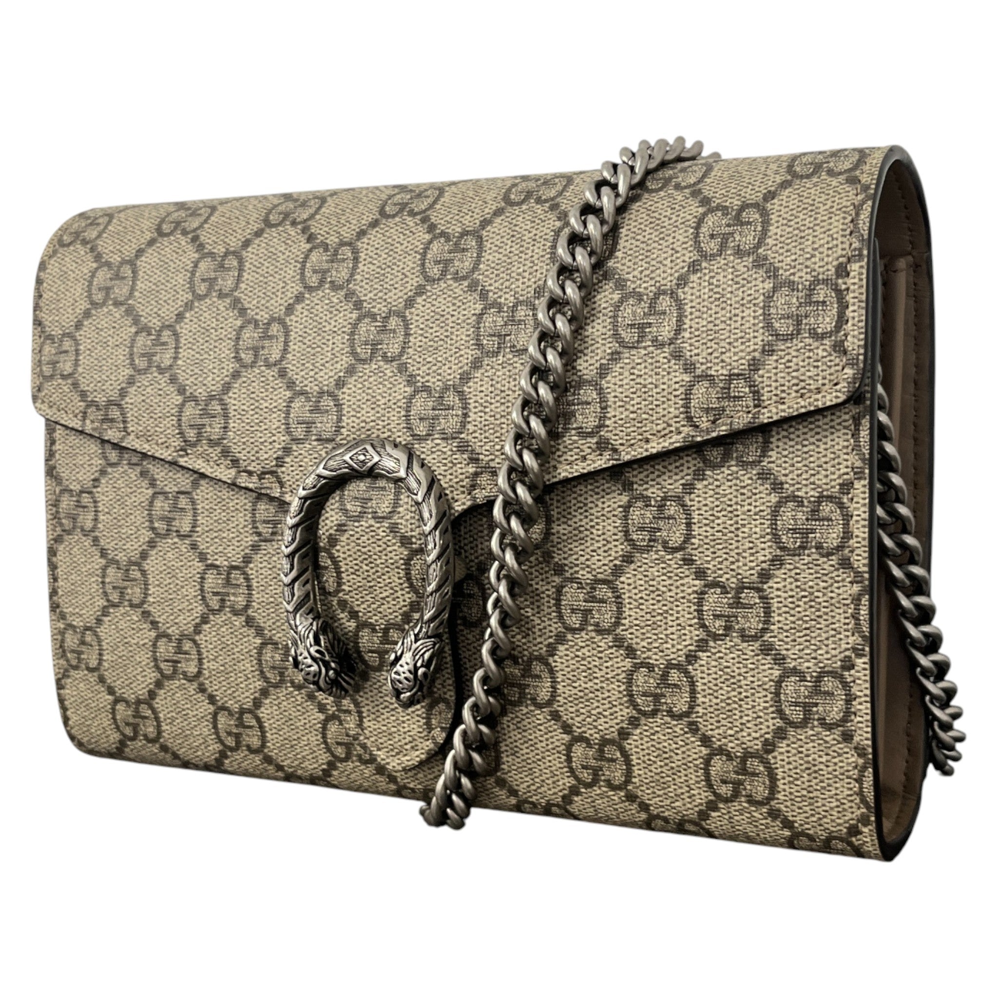 Women's Gg Supreme Dionysus Canvas Wallet-On-Chain Bag Beige