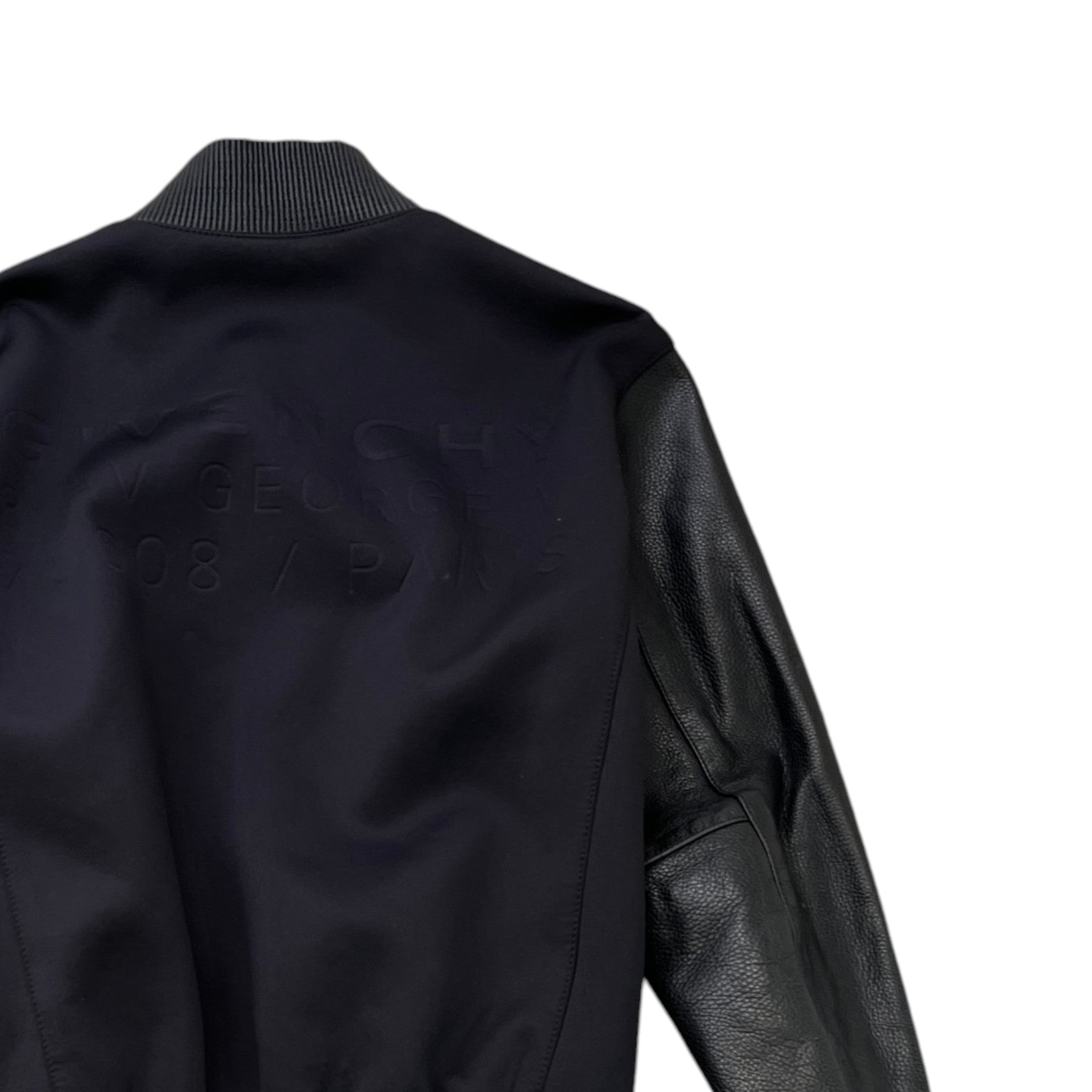 Men's Leather & Nylon Logo Bomber Jacket Black Size IT 44 / XS