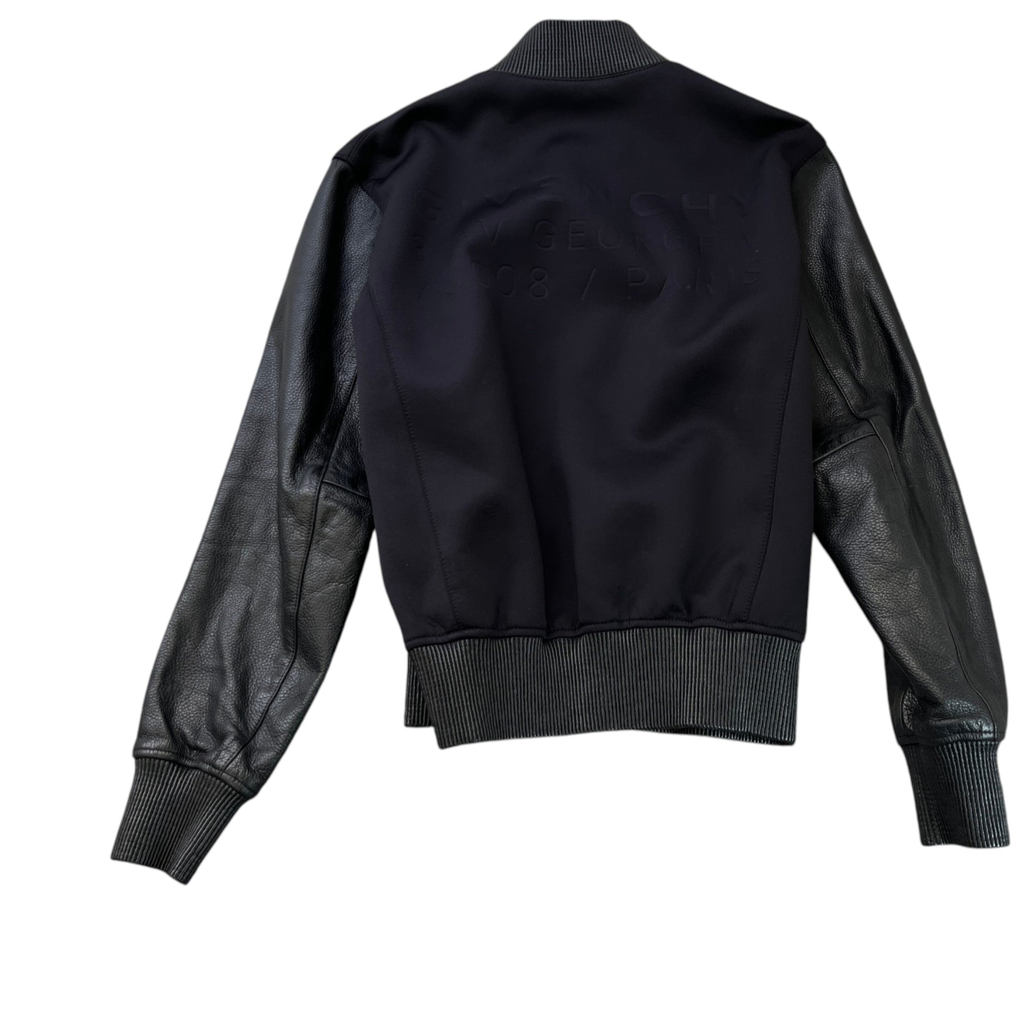 Men's Leather & Nylon Logo Bomber Jacket Black Size IT 44 / XS